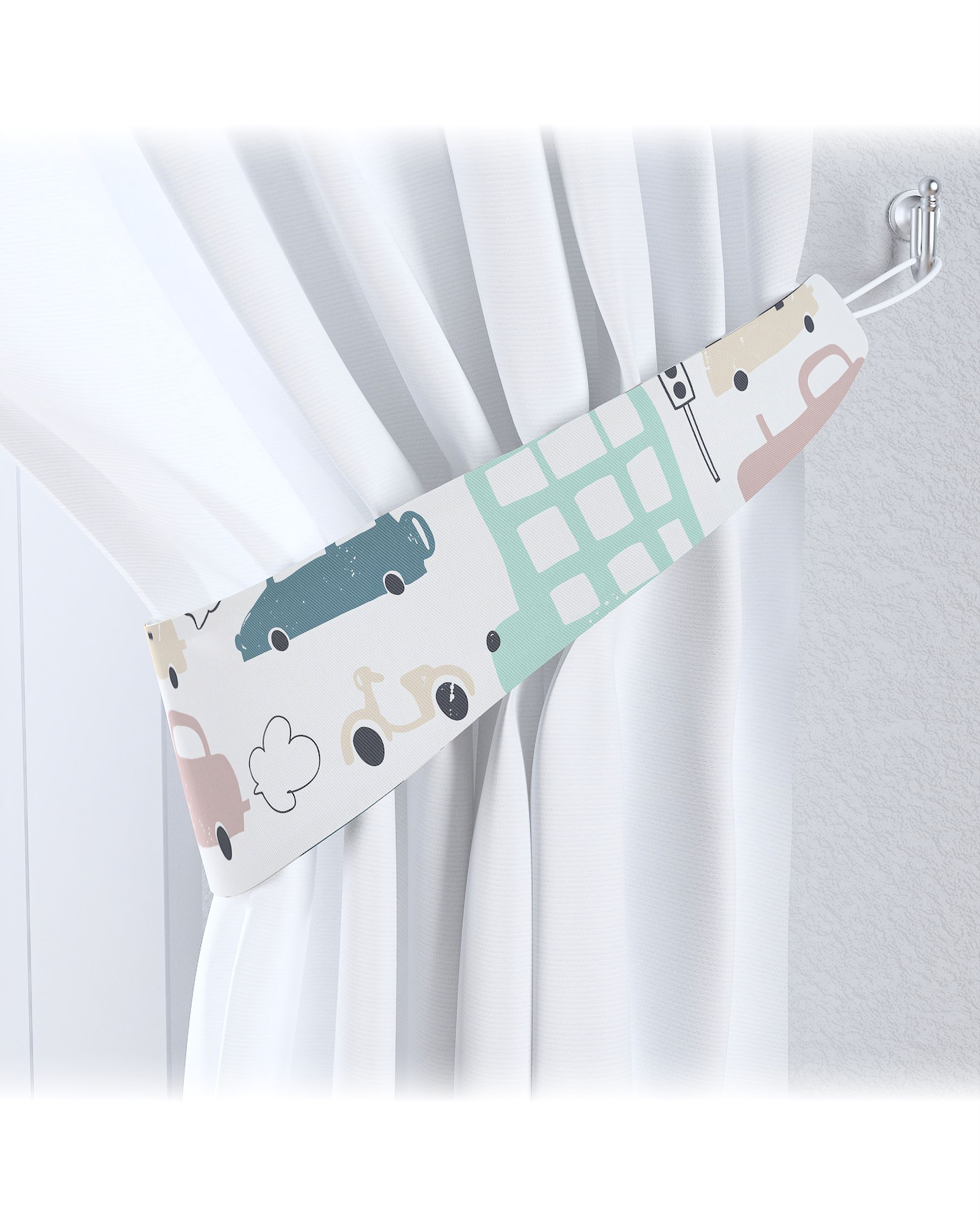 Raffhalter Farbe beige Stoff gemustert