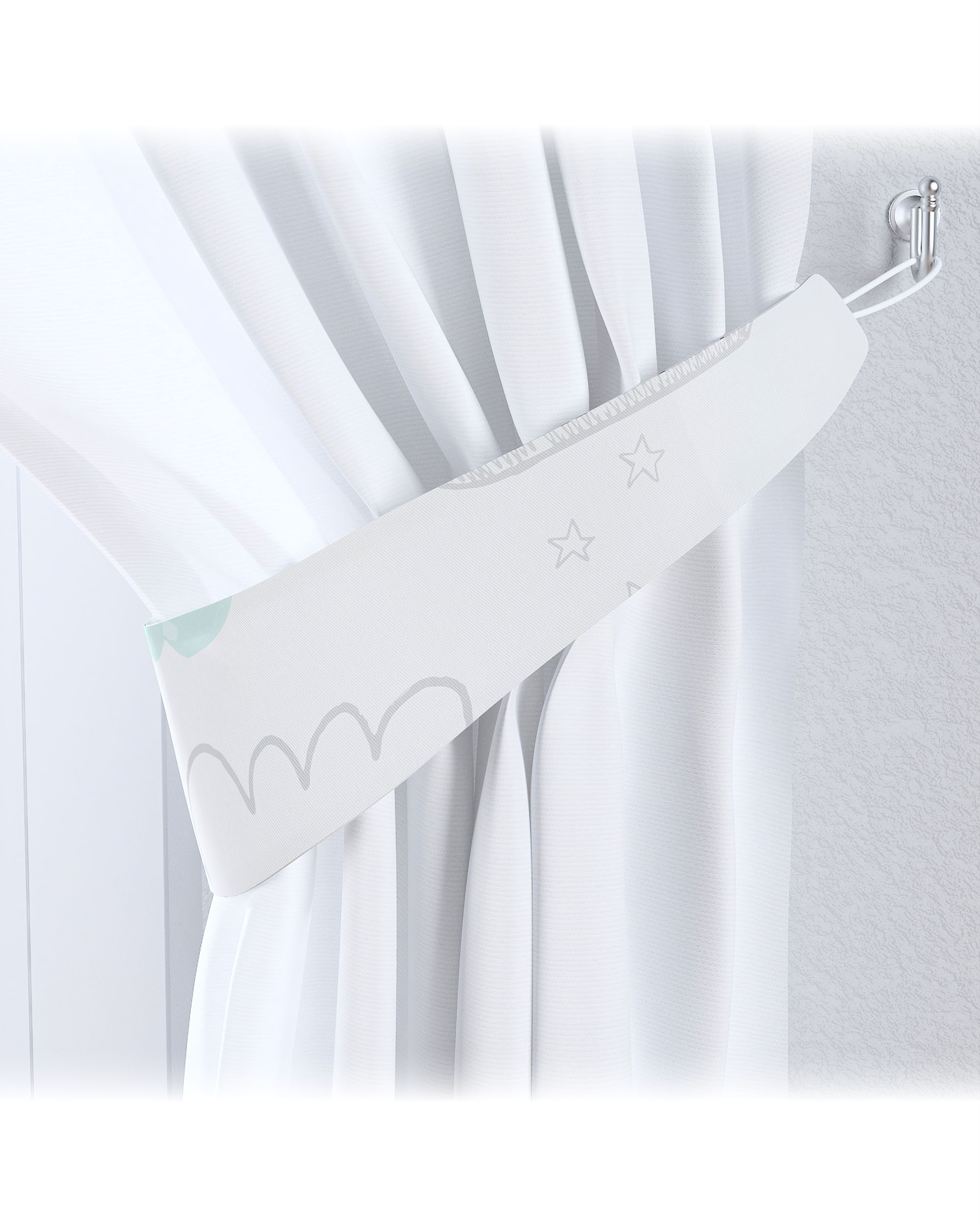 Raffhalter Farbe weiß Stoff gemustert