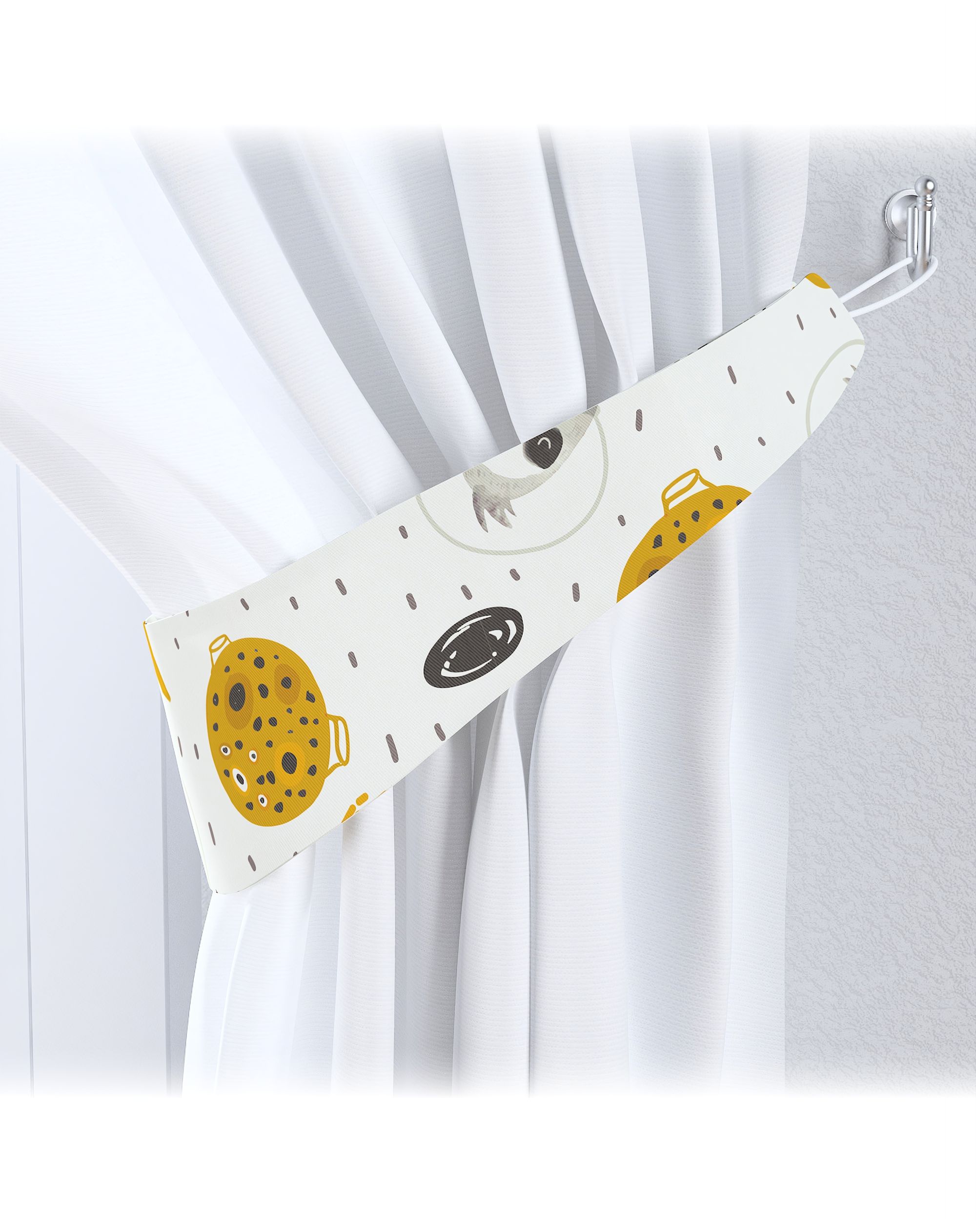 Raffhalter Farbe weiß Stoff gemustert