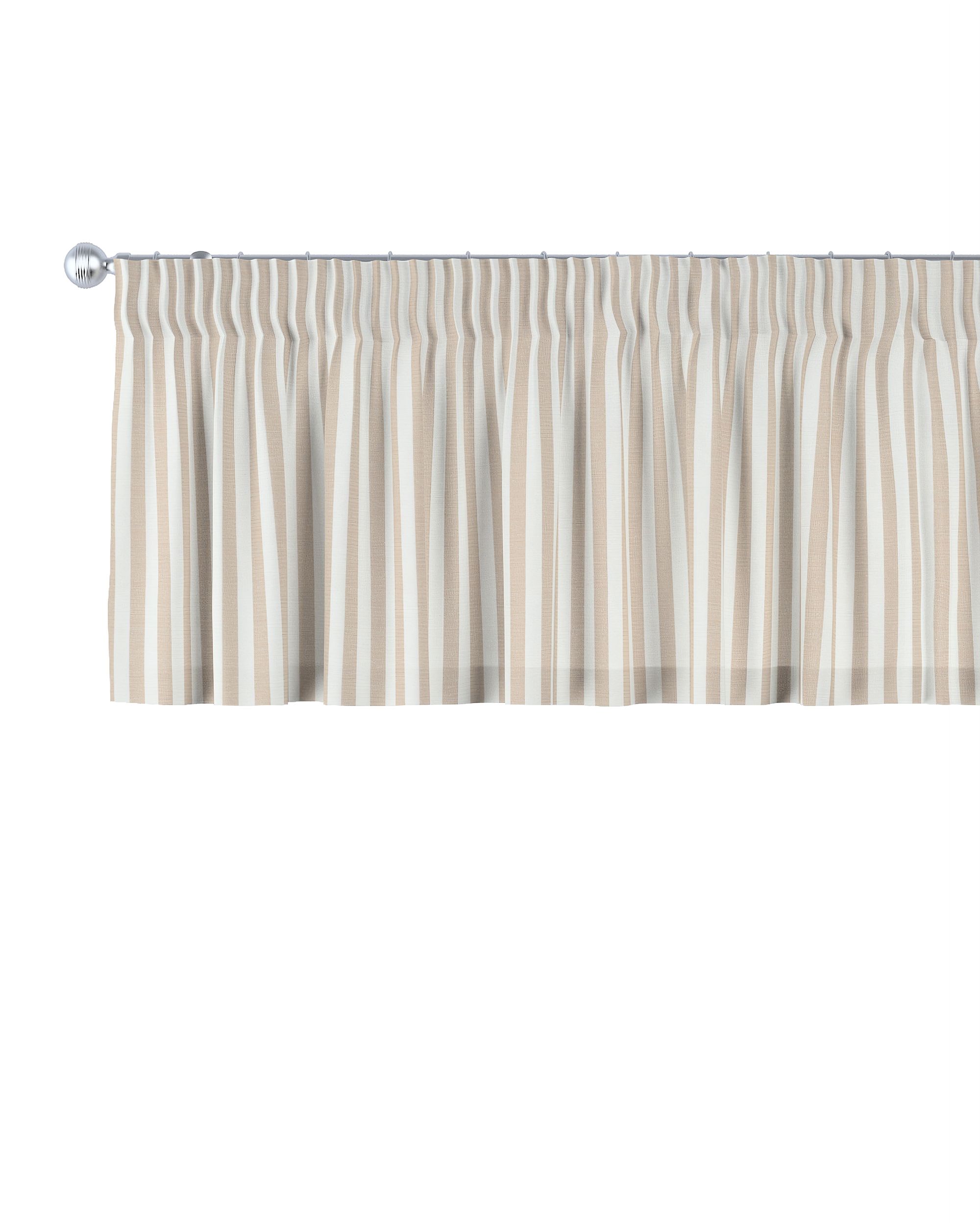 Schabracke mit Kräuselband Farbe beige Stoff gemustert