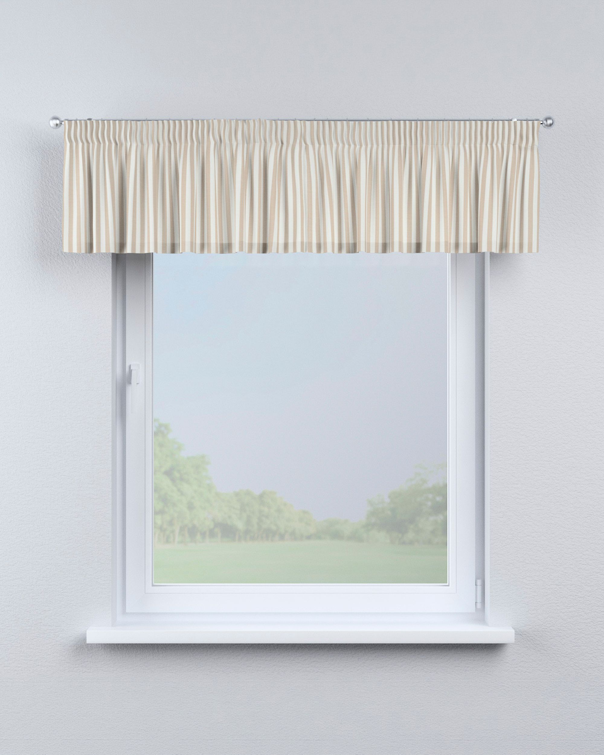 Schabracke mit Kräuselband Farbe beige Stoff gemustert (hover)
