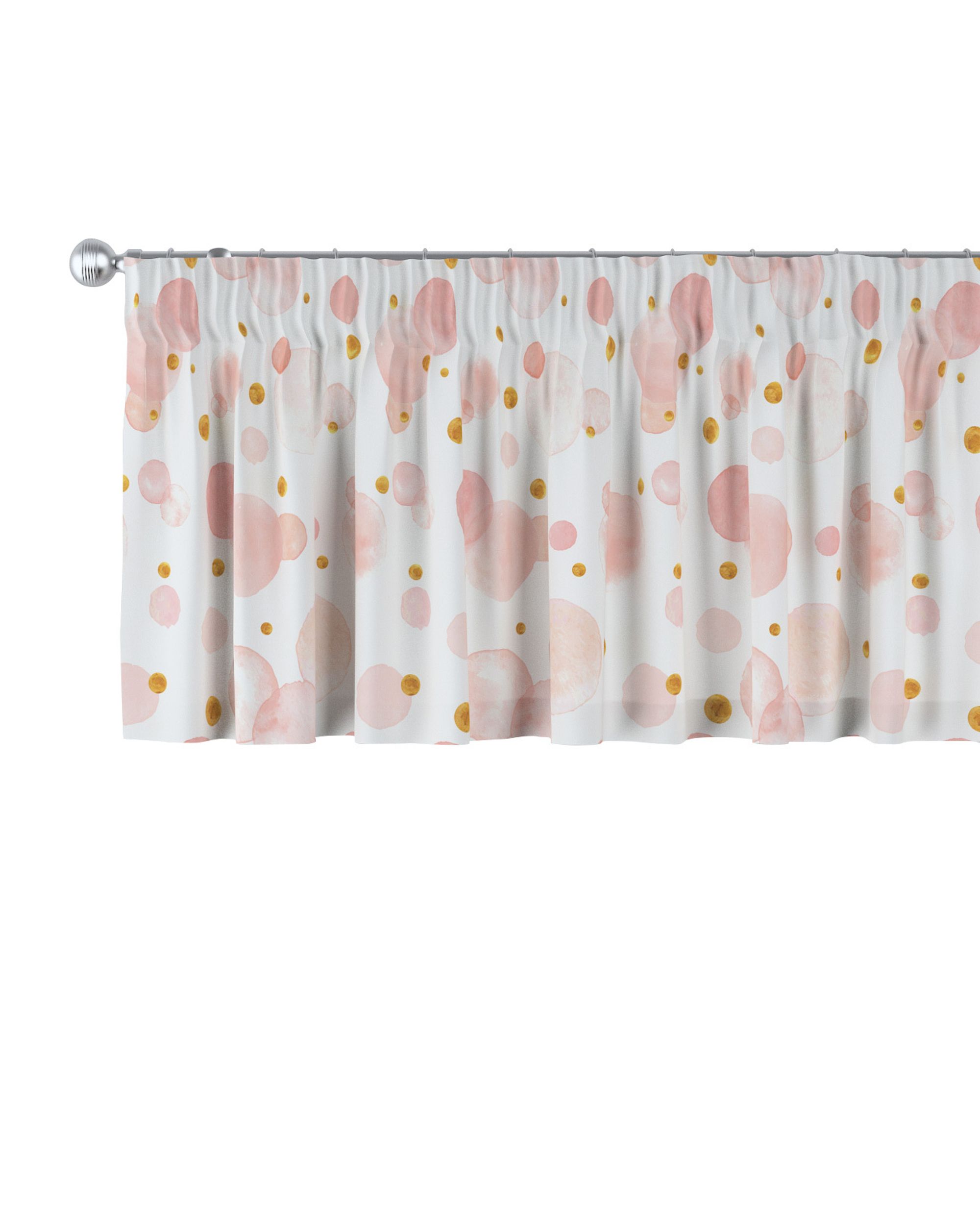 Schabracke mit Kräuselband Farbe rosa Stoff gemustert
