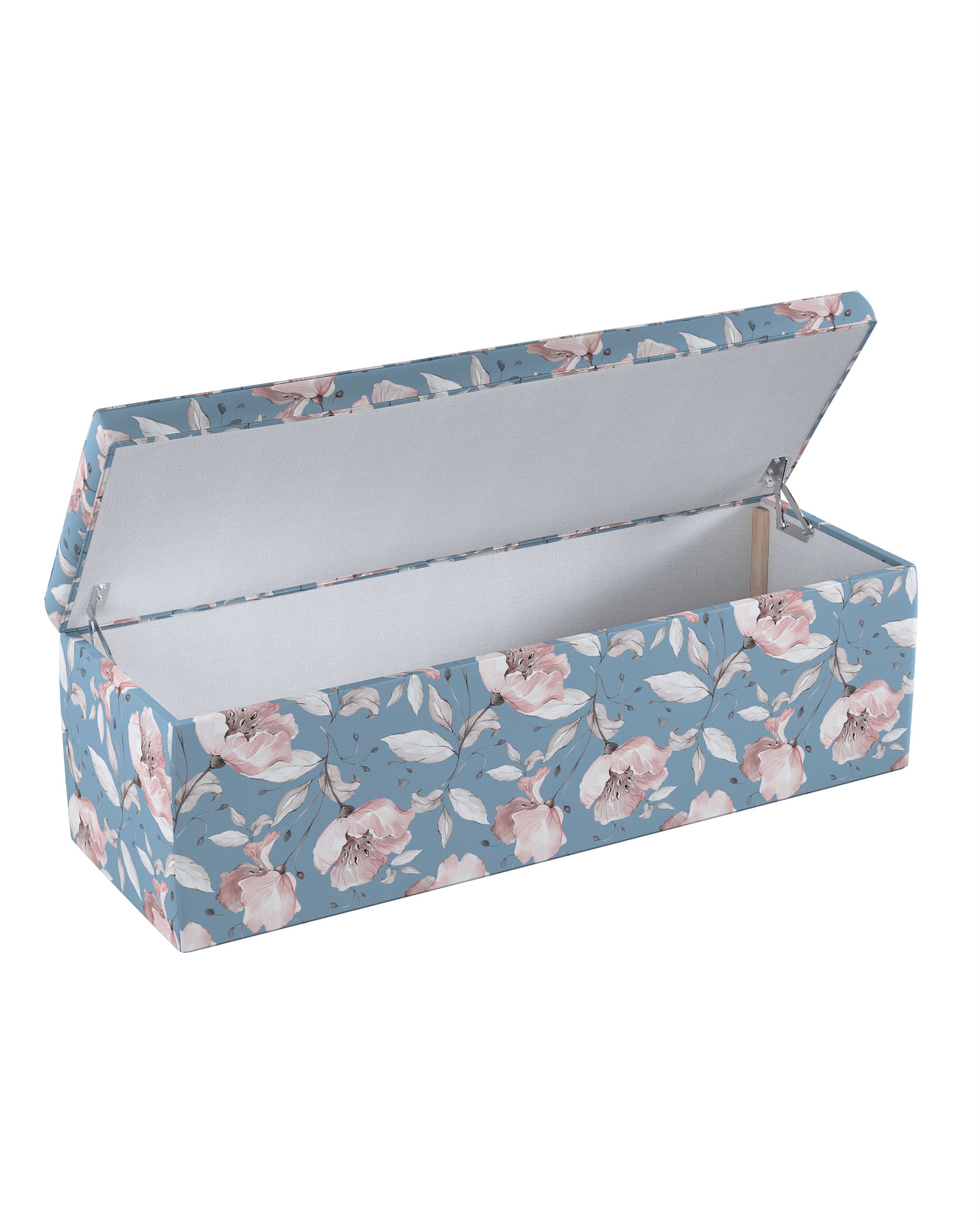 Polstertruhe Farbe blau Stoff gemustert (hover)