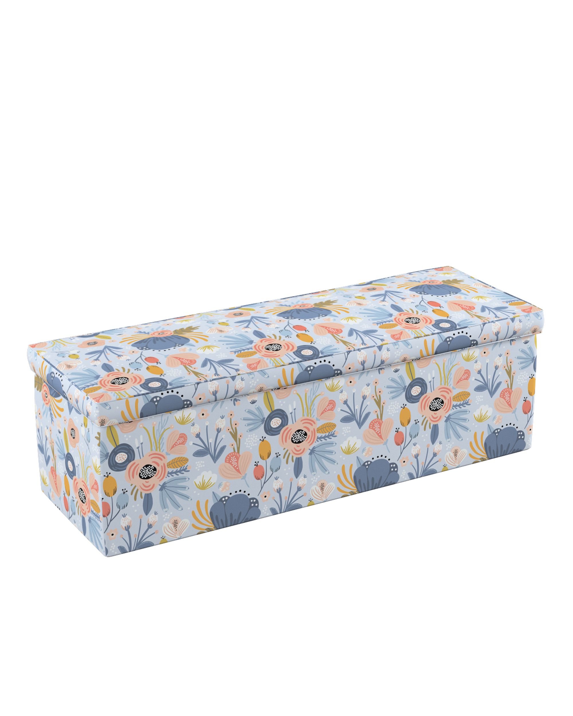 Polstertruhe Farbe blau Stoff gemustert