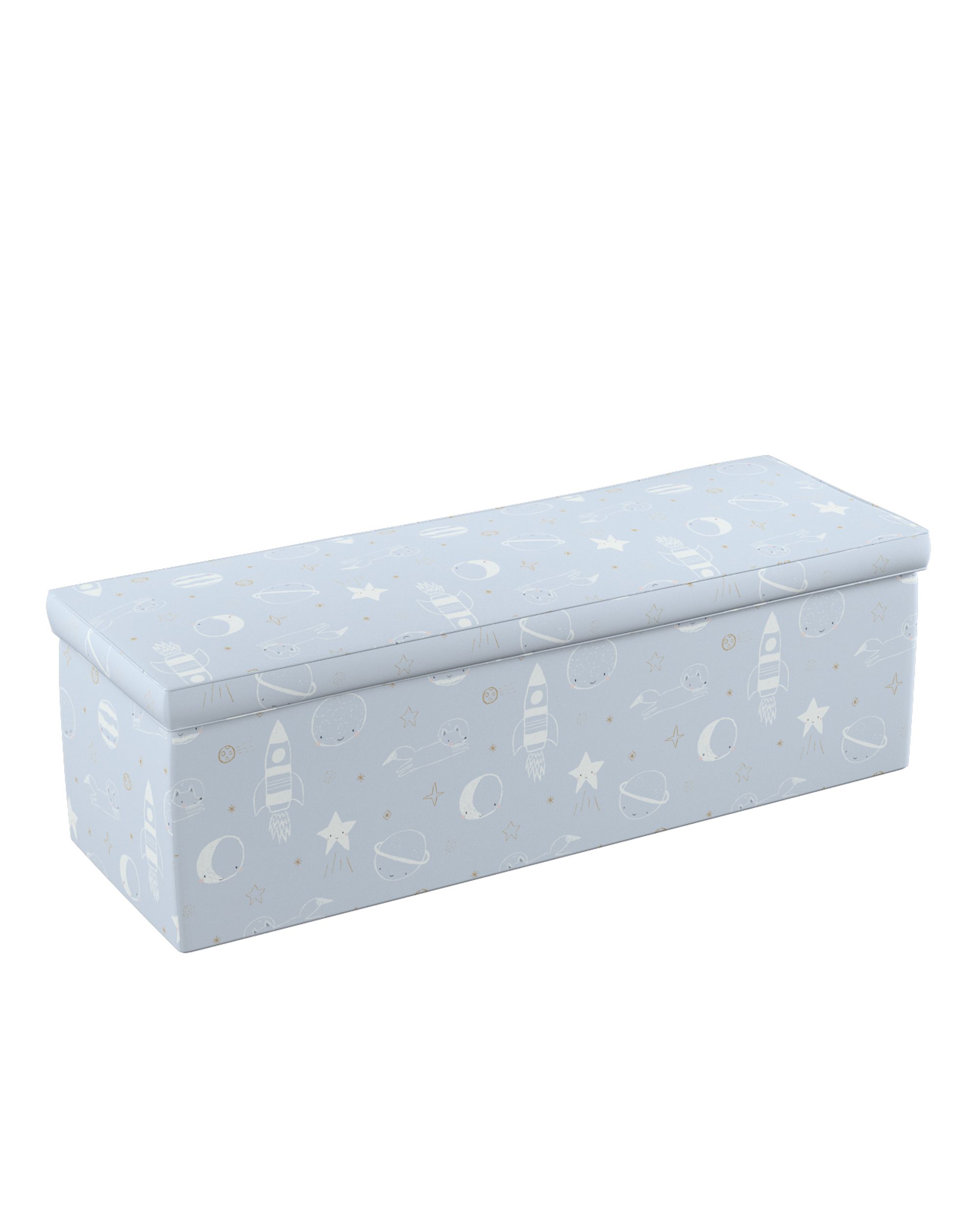 Polstertruhe Farbe blau Stoff gemustert