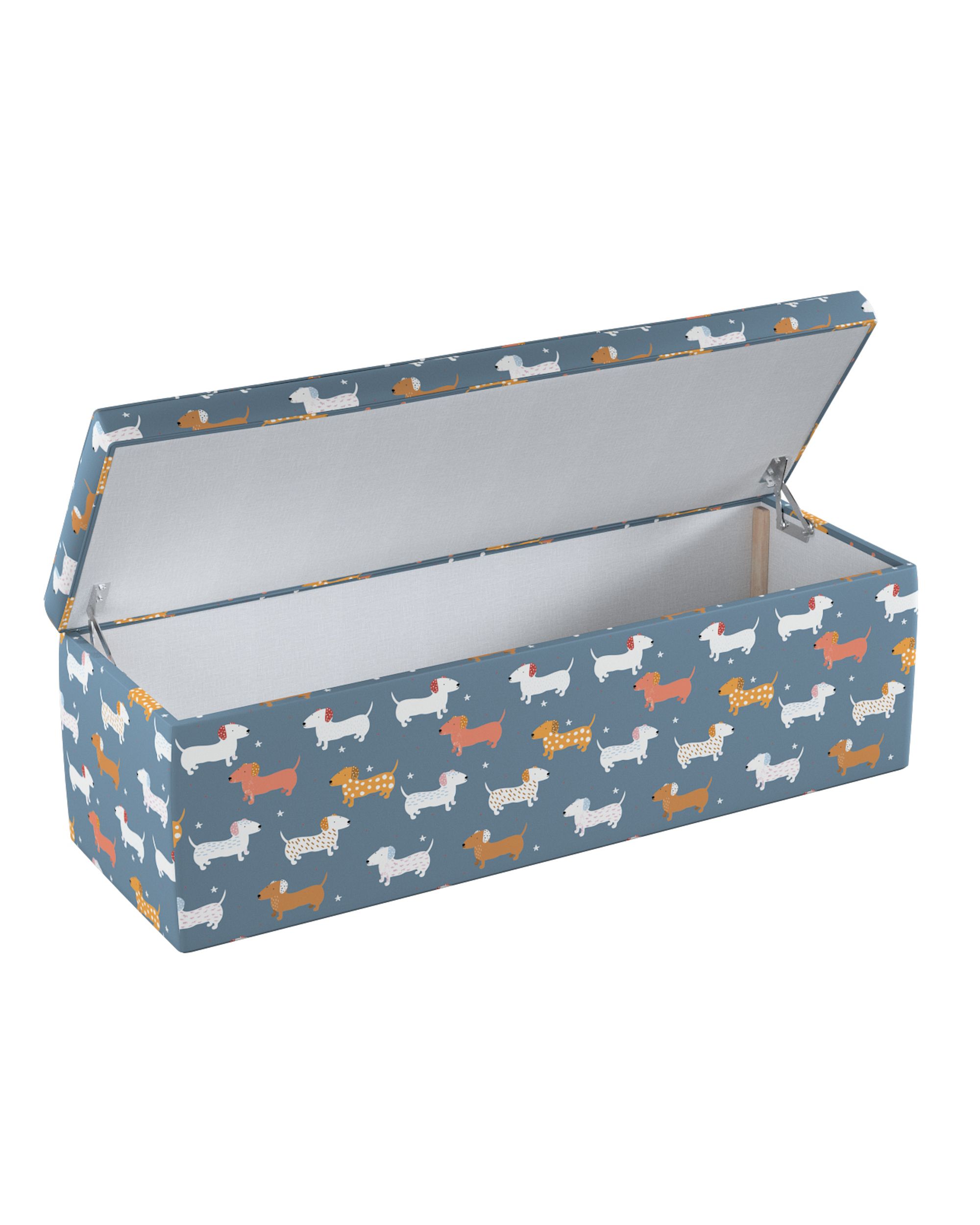 Polstertruhe Farbe blau Stoff gemustert