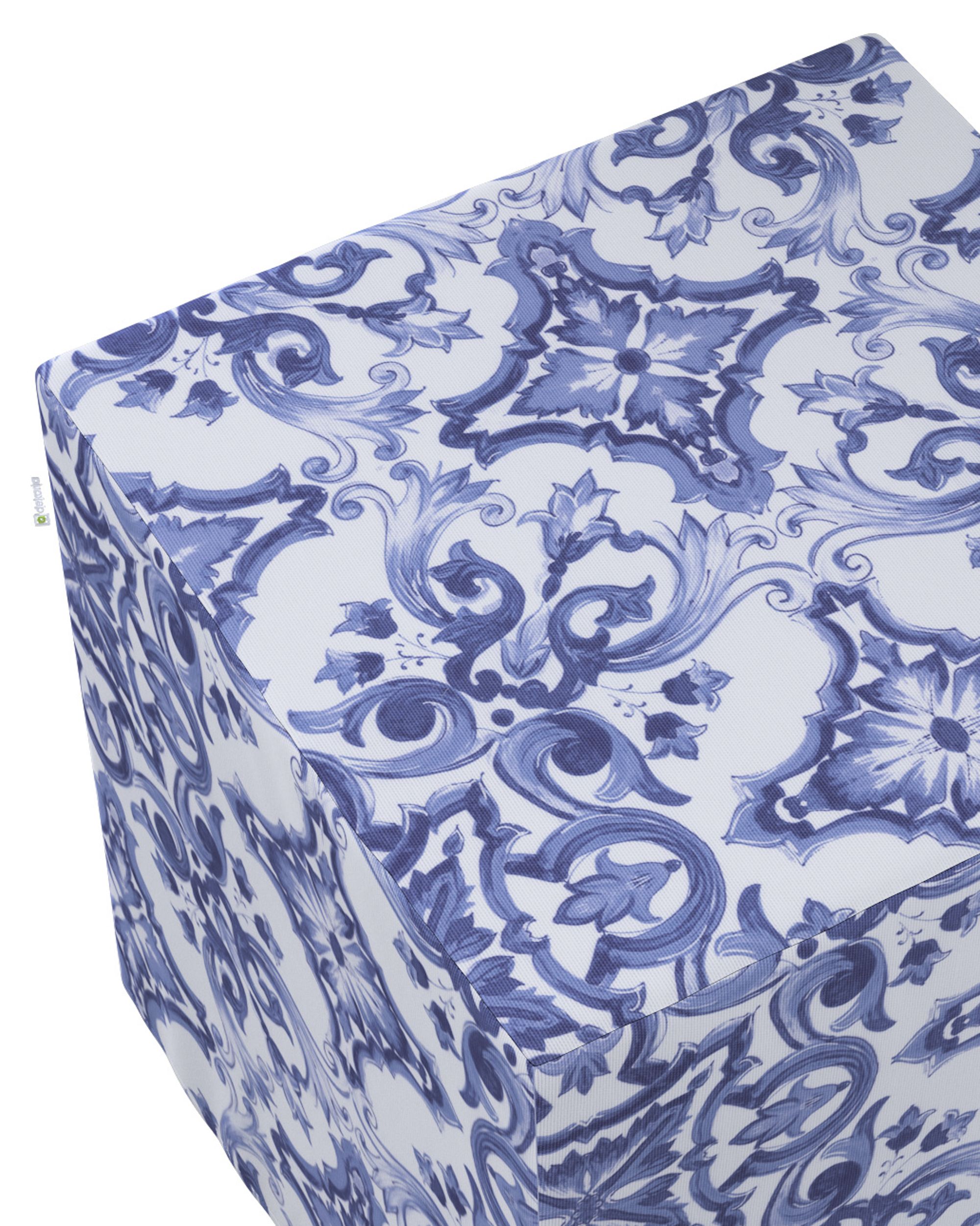 Sitzwürfel Nano Farbe blau Stoff gemustert (hover)