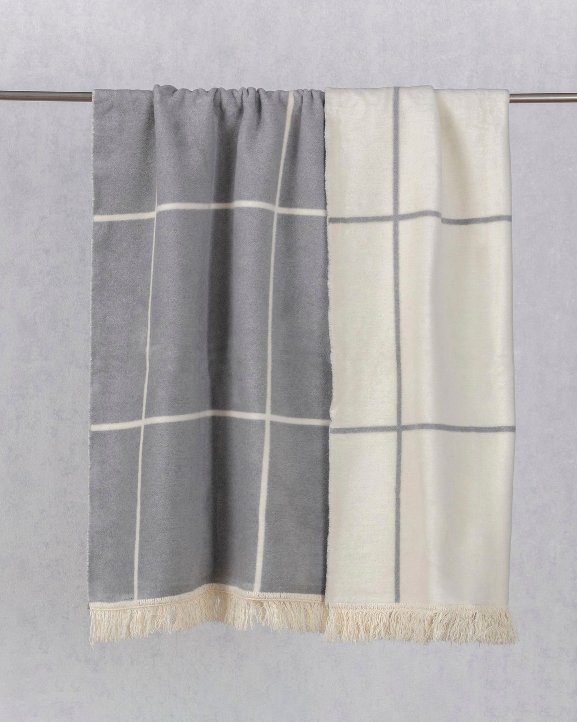 Kuscheldecke Cotton Cloud 150x200 Grey&Ecru Check (hover)