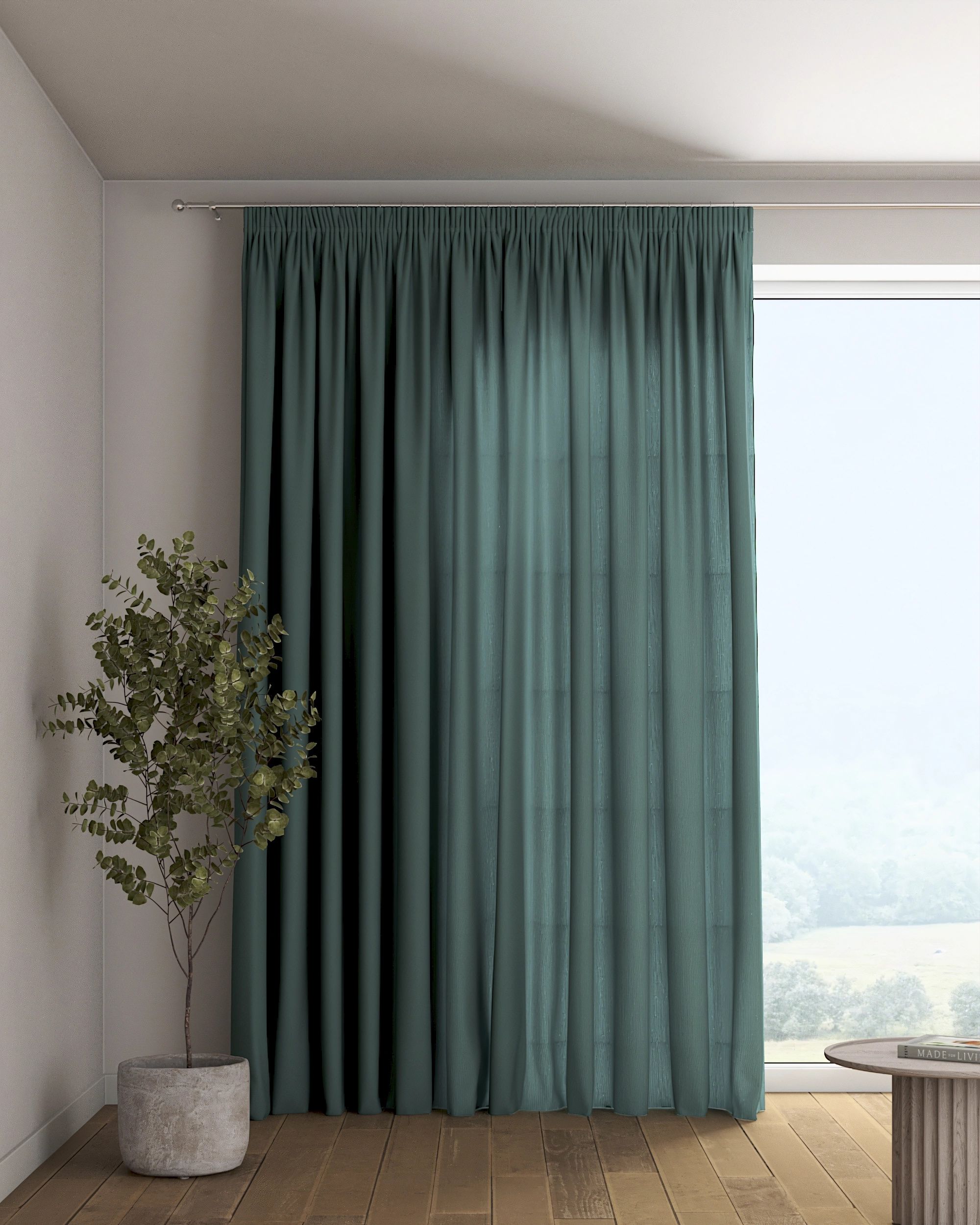 Vorhang mit Kräuselband 1 Stck. Farbe grün Stoff halbtransparent, strukturiert