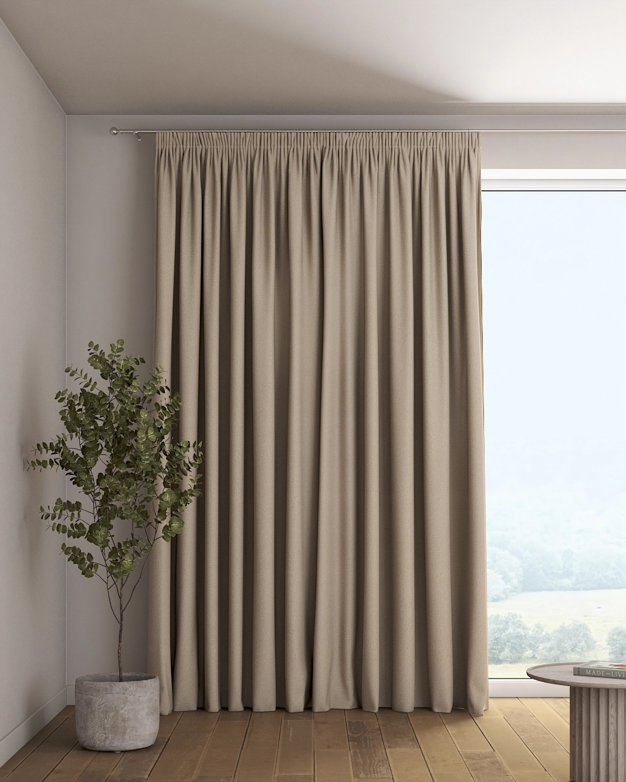 Vorhang mit Kräuselband 1 Stck. Farbe beige Stoff strukturiert, verdunkelnd