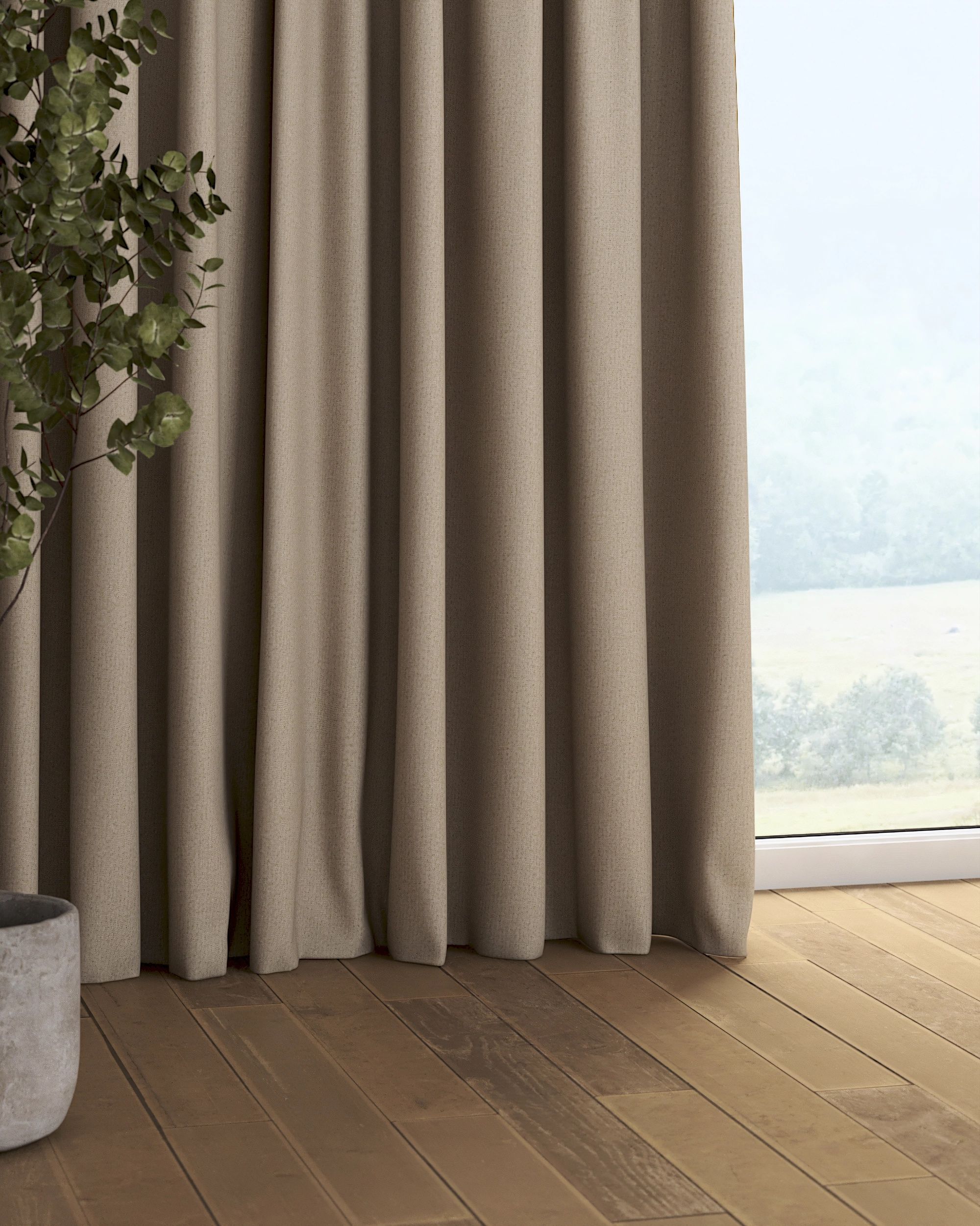 Vorhang mit Kräuselband 1 Stck. Farbe beige Stoff strukturiert, verdunkelnd (hover)