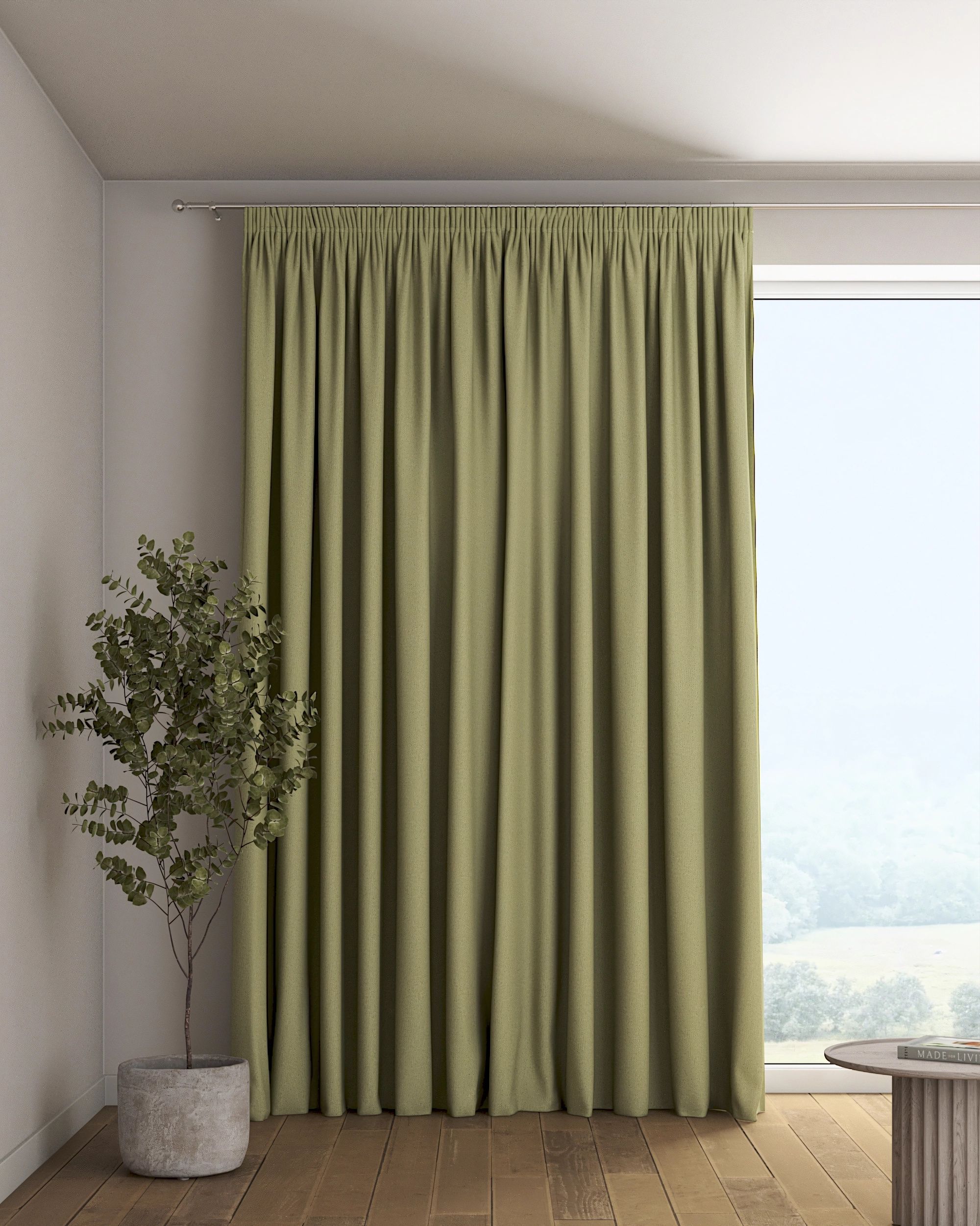 Vorhang mit Kräuselband 1 Stck. Farbe grün Stoff strukturiert, verdunkelnd