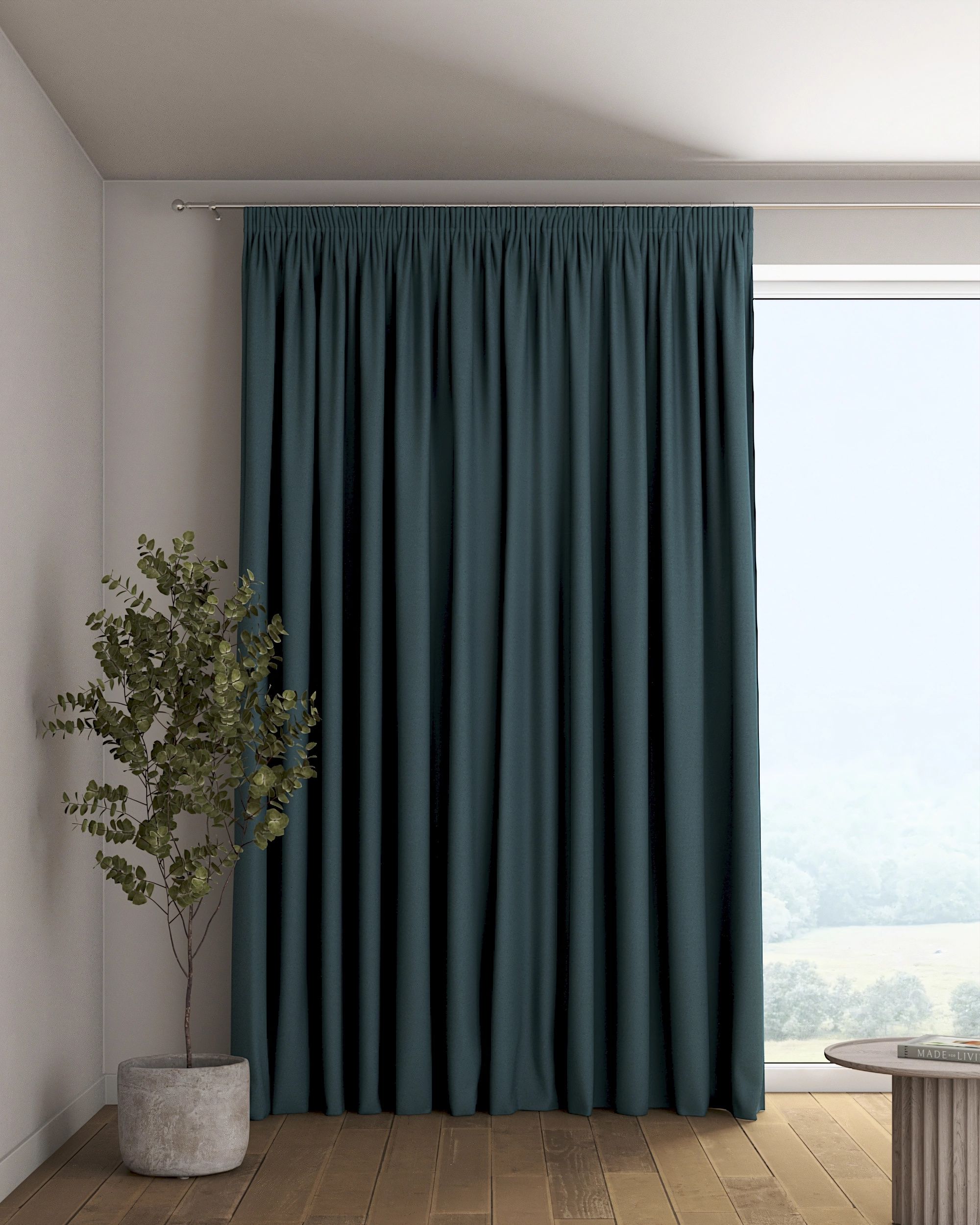 Vorhang mit Kräuselband 1 Stck. Farbe blau Stoff strukturiert, verdunkelnd