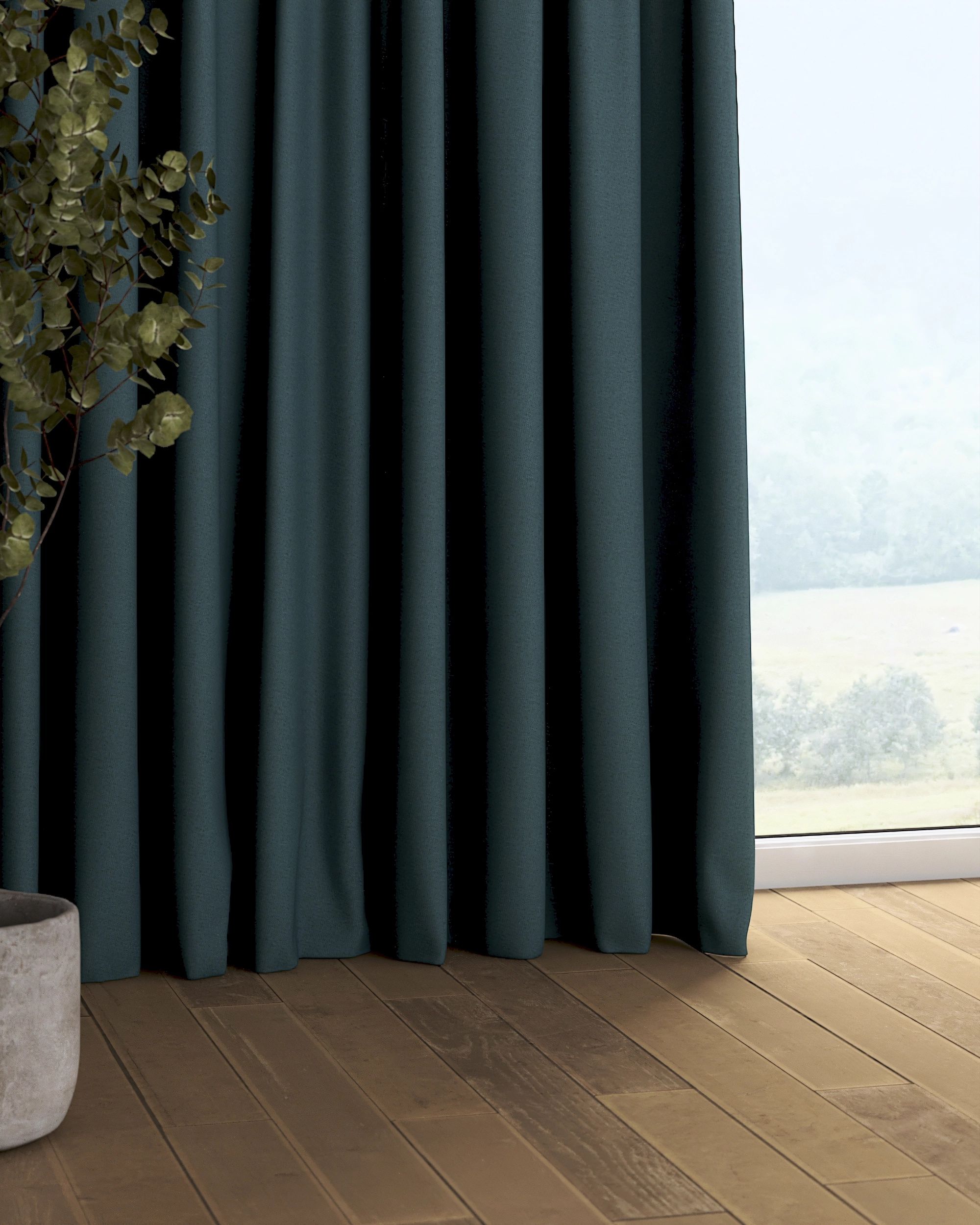 Vorhang mit Kräuselband 1 Stck. Farbe blau Stoff strukturiert, verdunkelnd (hover)
