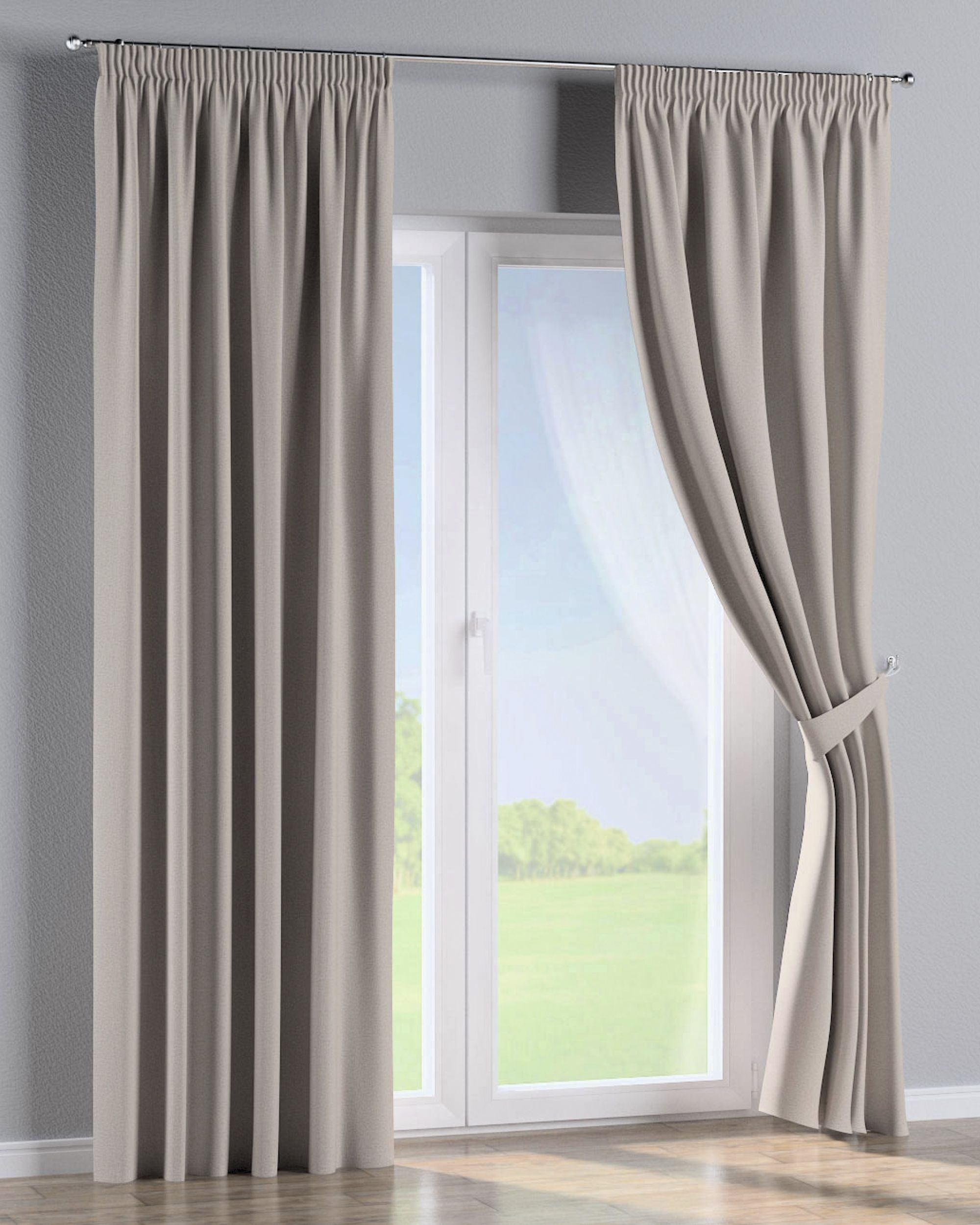 Vorhang mit Kräuselband 1 Stck. Farbe beige Stoff verdunkelnd (hover)