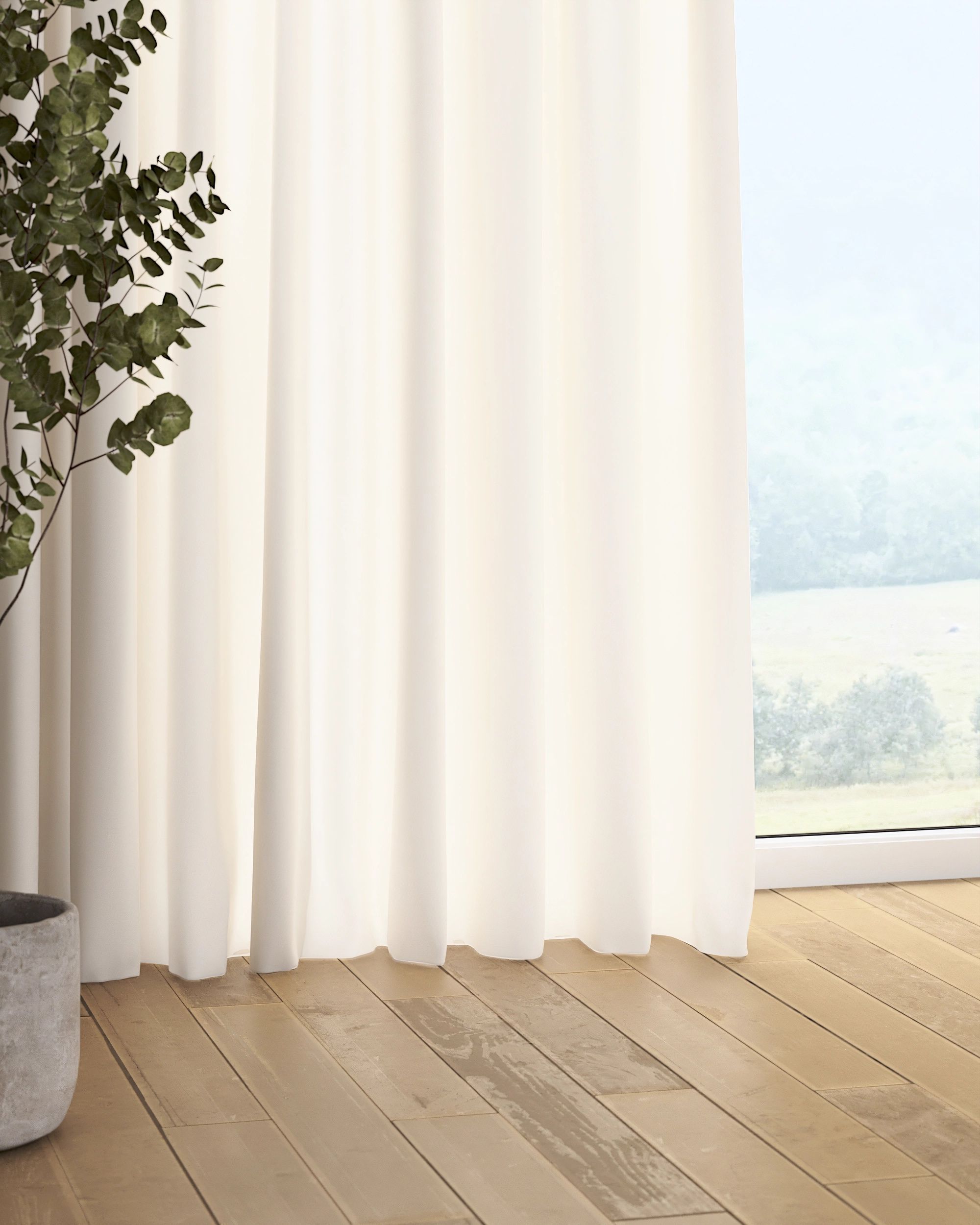 Vorhang mit Kräuselband 1 Stck. Farbe weiß Stoff halbtransparent, strukturiert (hover)