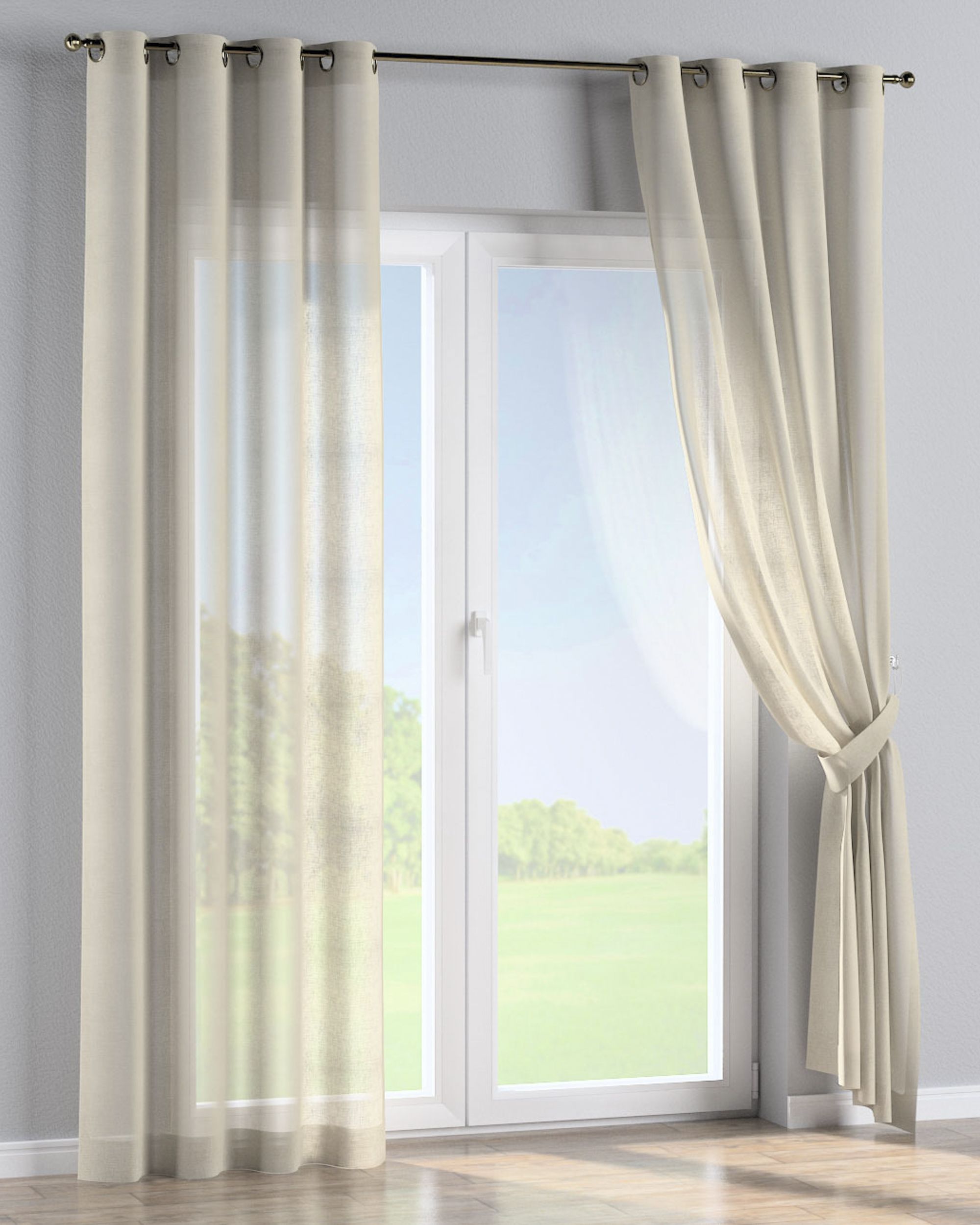 Ösenschal 1 Stck. Farbe beige Stoff halbtransparent, strukturiert (hover)