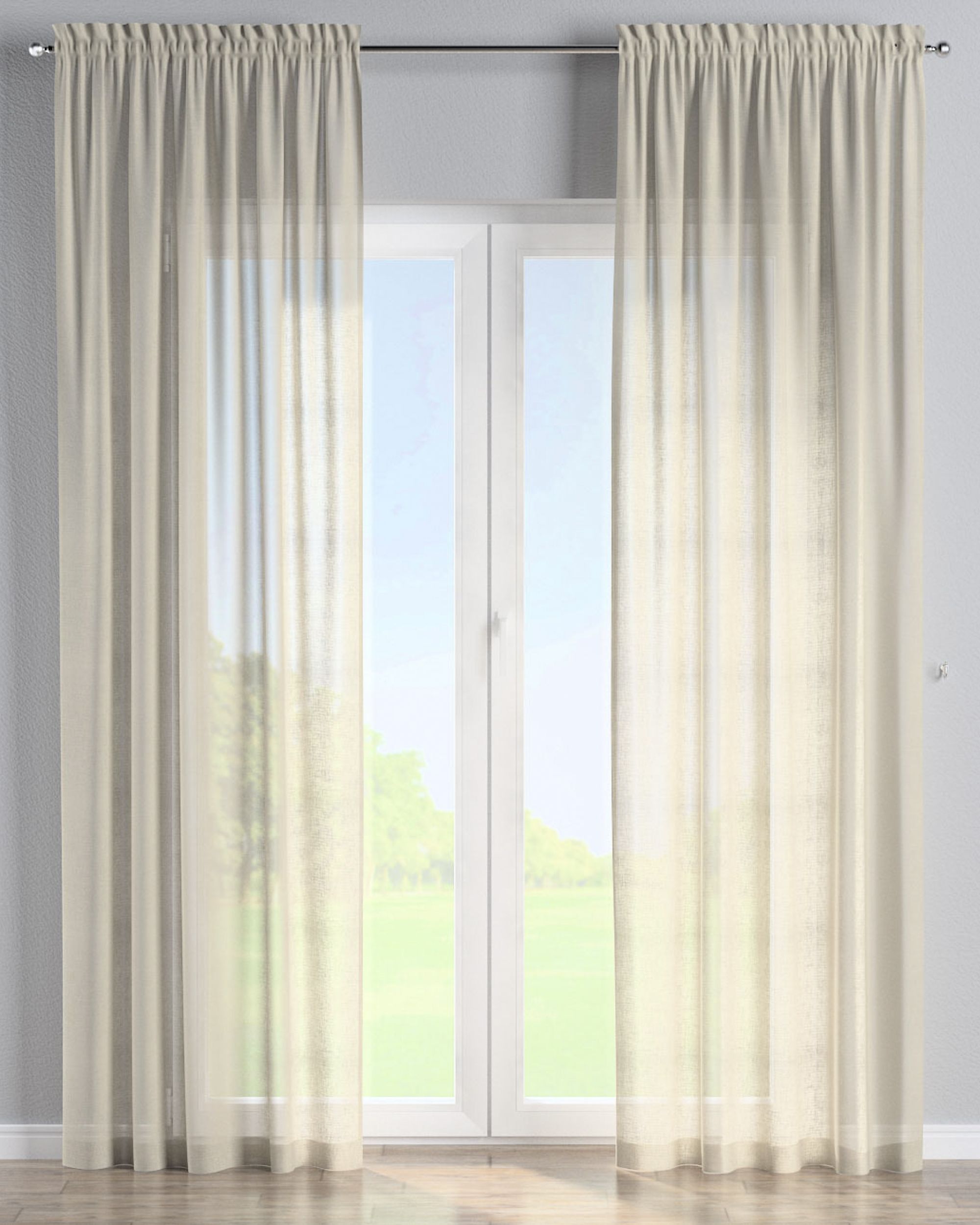 Vorhang mit Tunnel und Köpfchen 1 Stck. Farbe beige Stoff halbtransparent, strukturiert