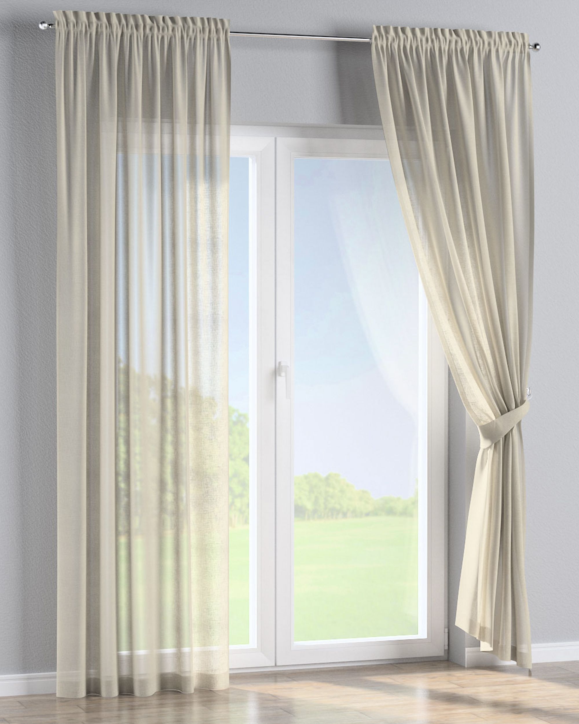 Vorhang mit Tunnel und Köpfchen 1 Stck. Farbe beige Stoff halbtransparent, strukturiert (hover)