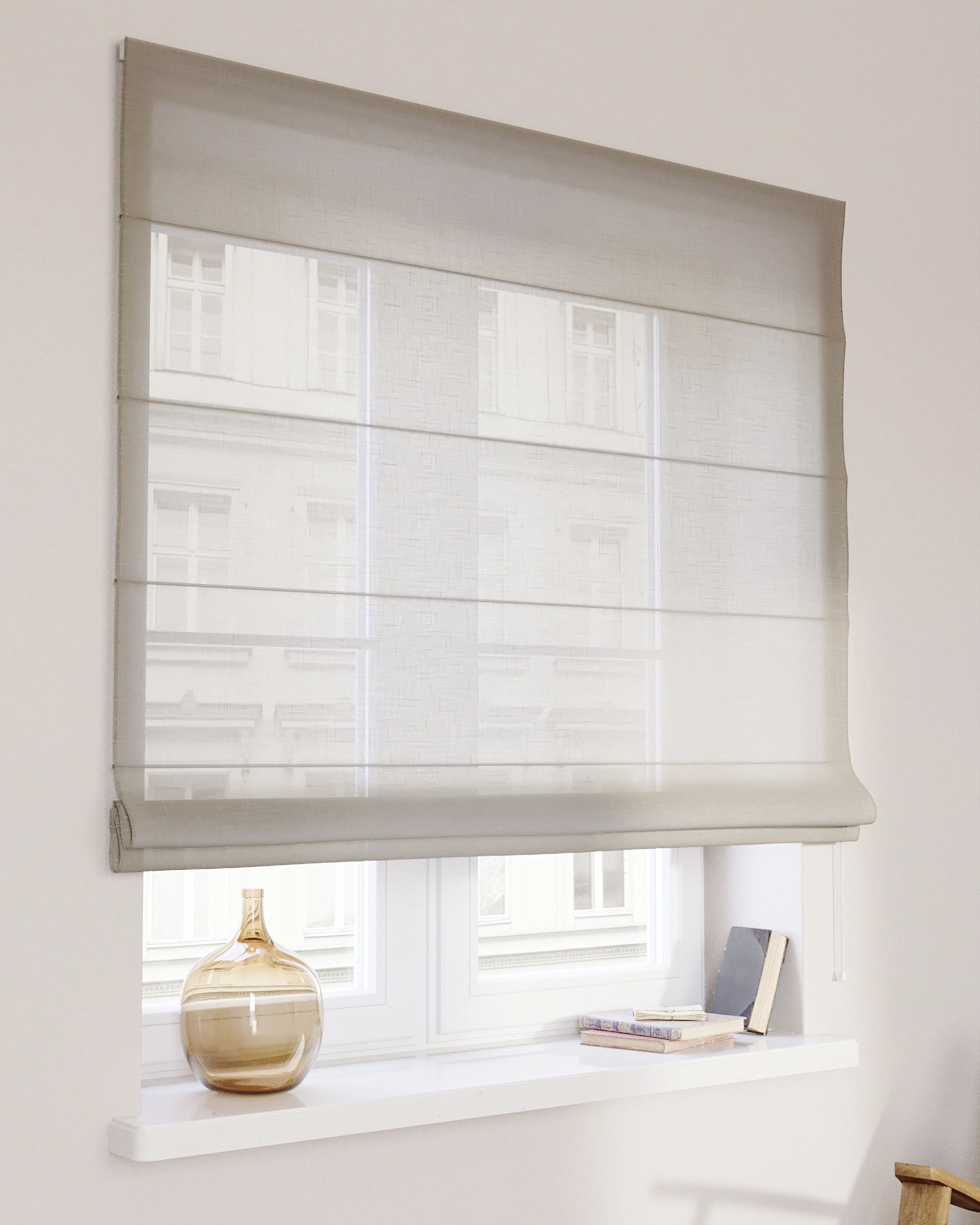 Raffrollo Billie Farbe beige Stoff halbtransparent, strukturiert