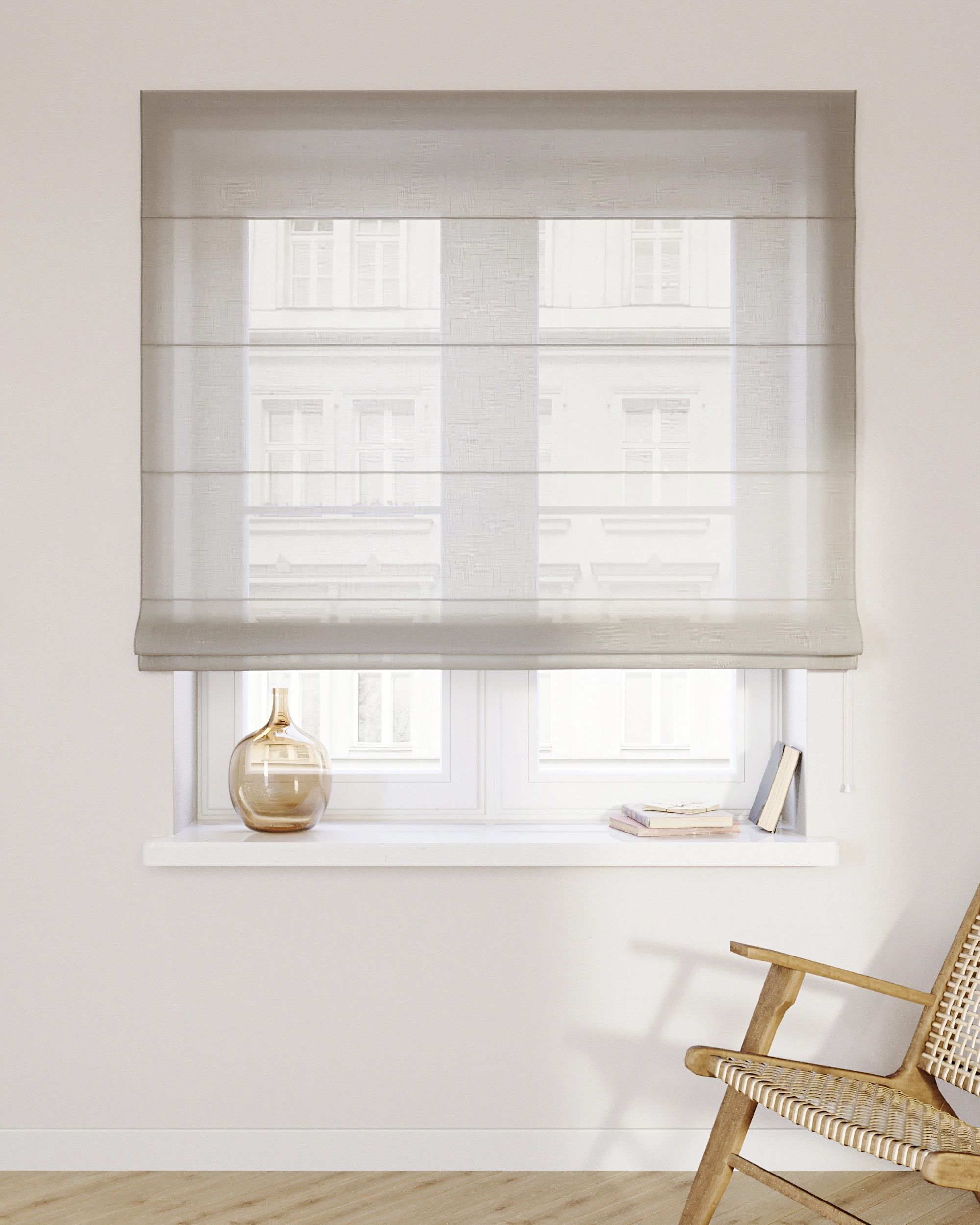 Raffrollo Billie Farbe beige Stoff halbtransparent, strukturiert (hover)