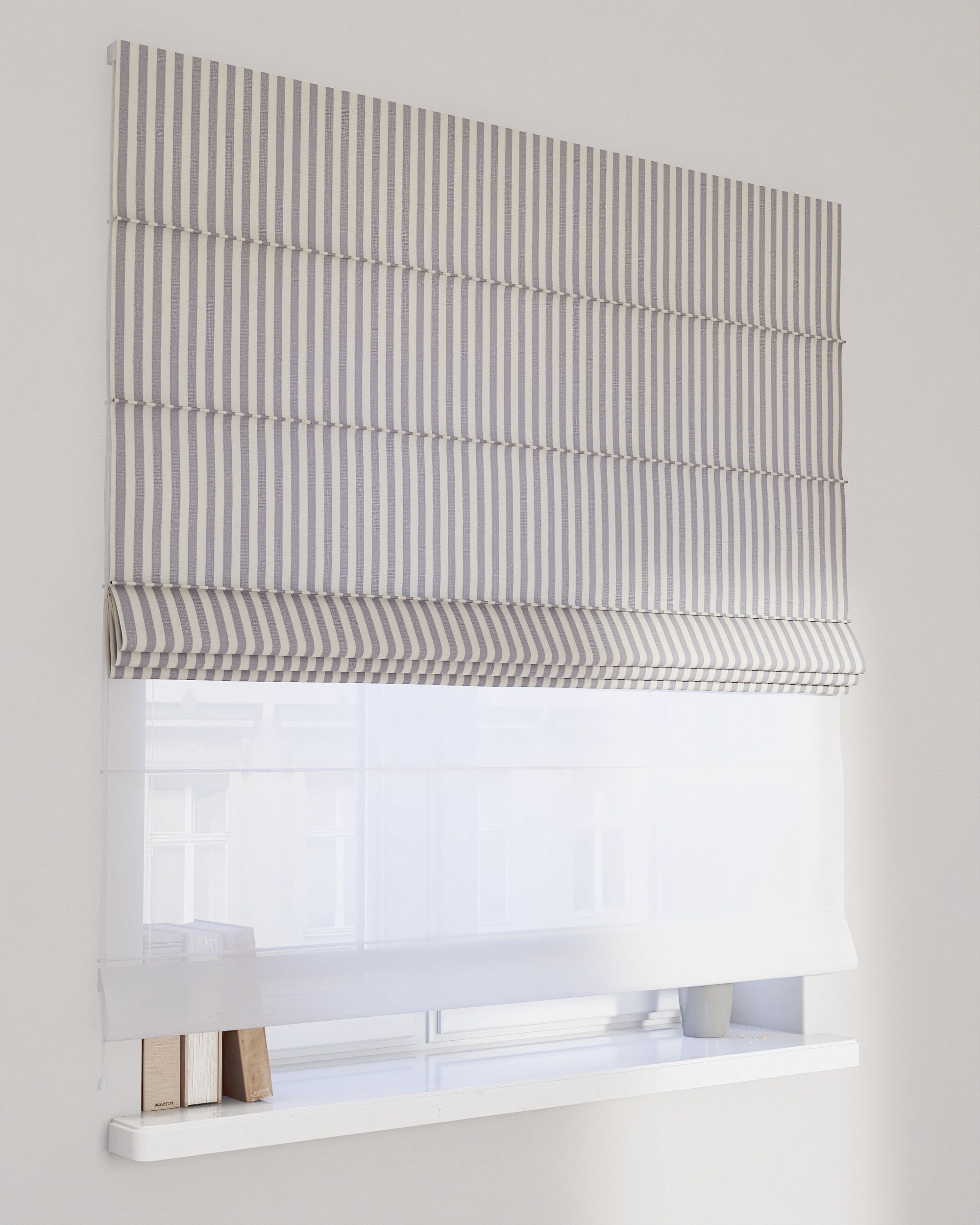 Raffrollo Duo 130x170cm Farbe dunkelblau Stoff gemustert