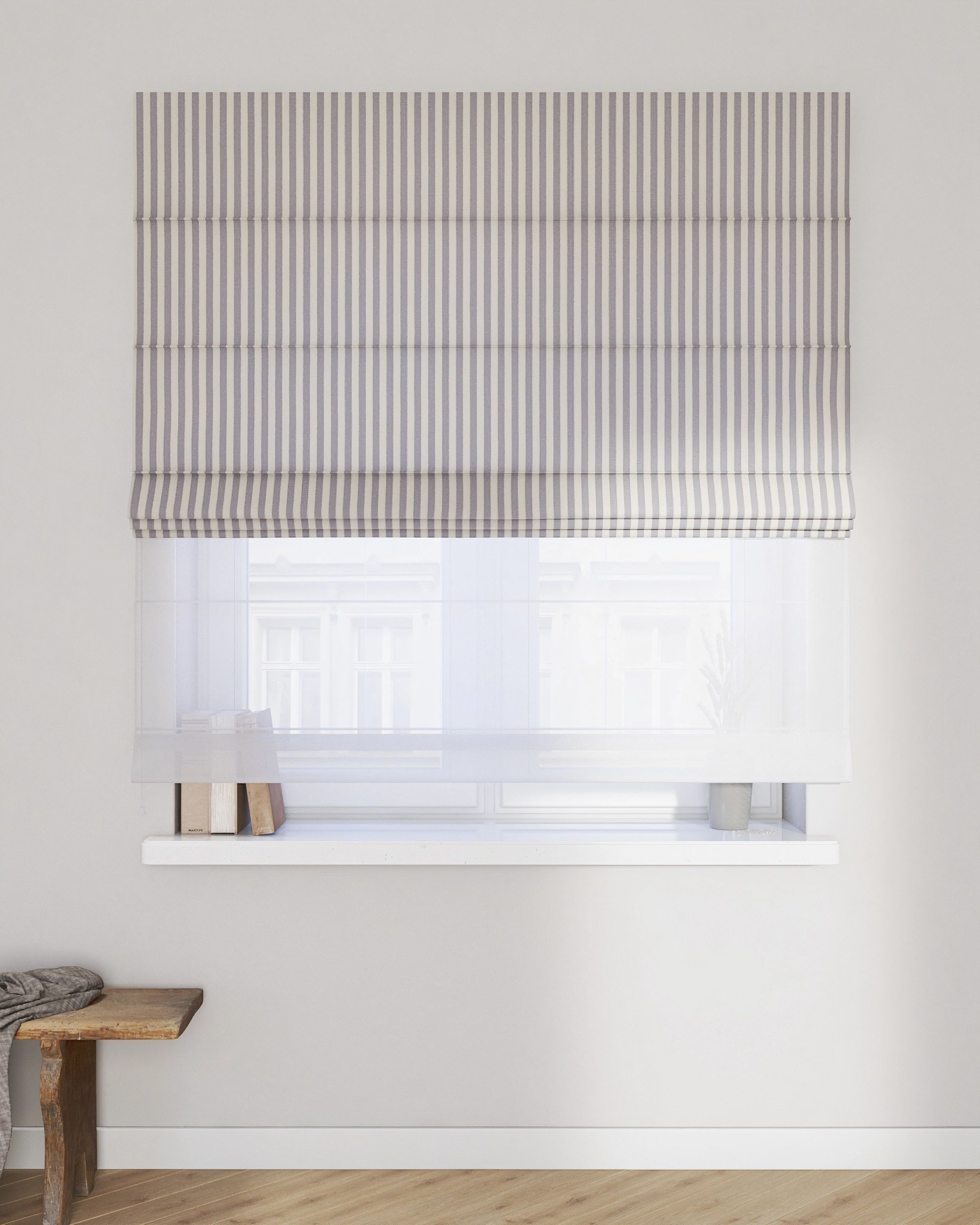 Raffrollo Duo 130x170cm Farbe dunkelblau Stoff gemustert (hover)