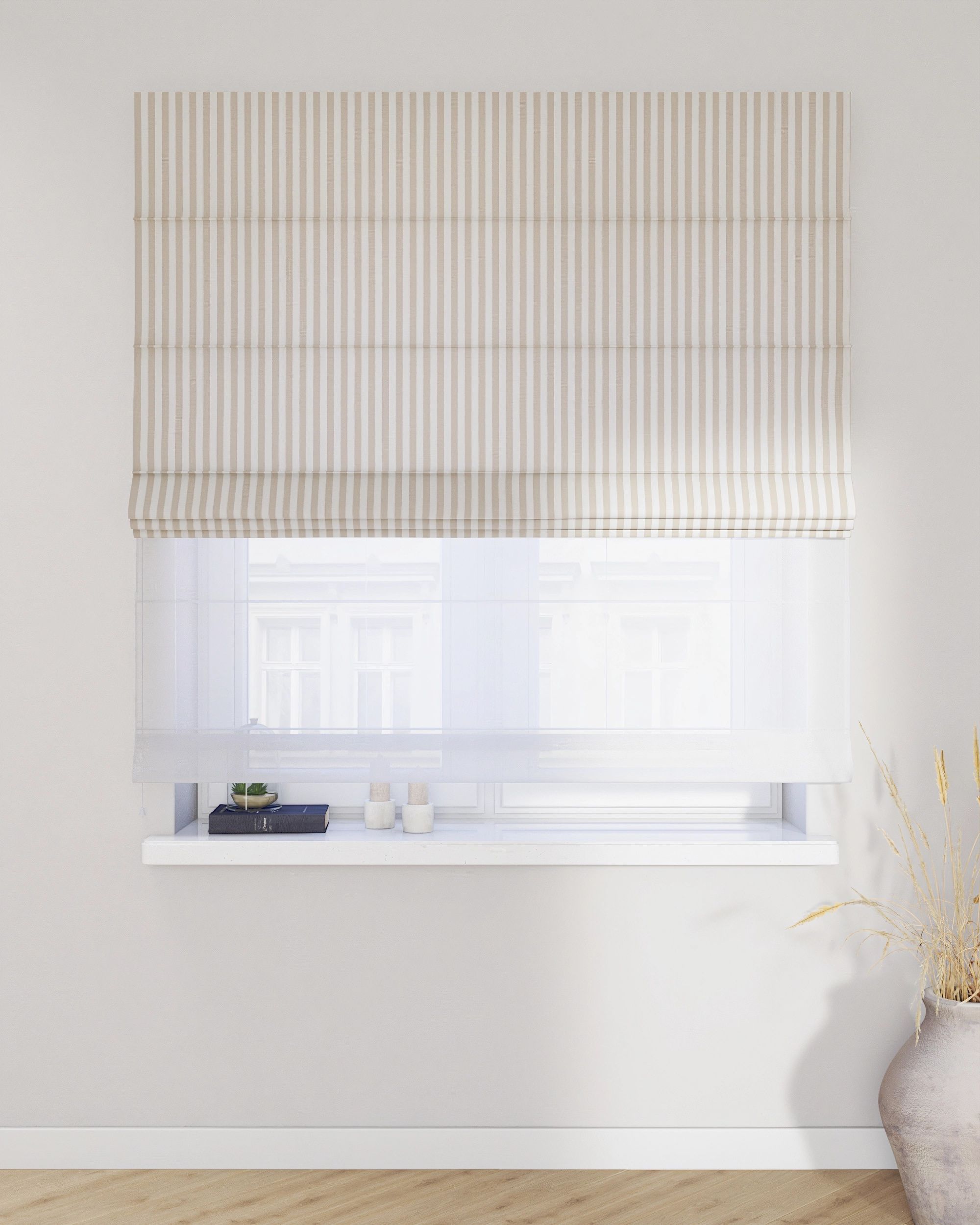 Raffrollo Duo 130x170cm Farbe beige Stoff gemustert (hover)
