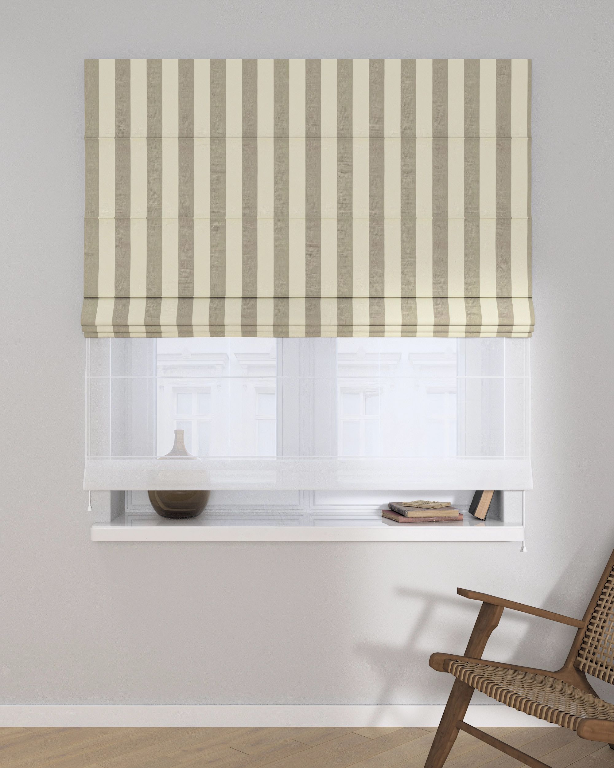 Raffrollo Duo 130x170cm Farbe beige Stoff gemustert (hover)