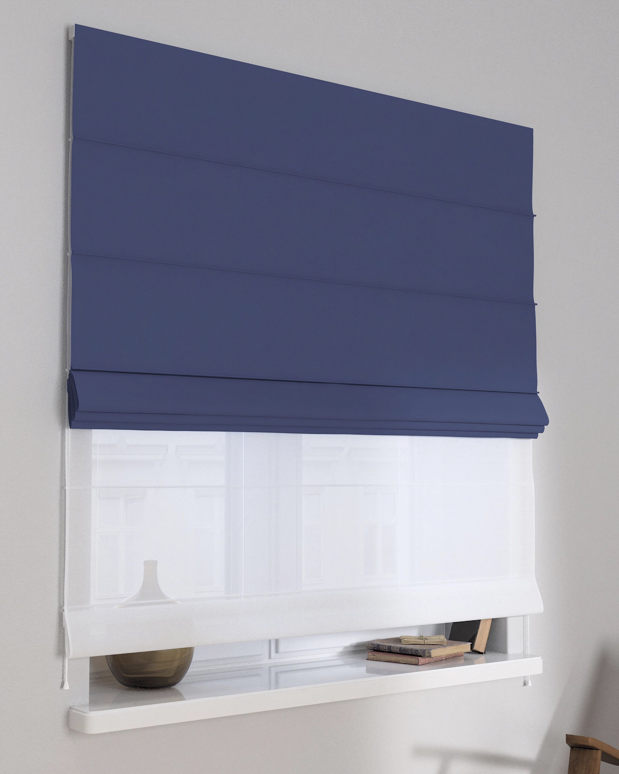 Raffrollo Duo 130x170cm Farbe dunkelblau