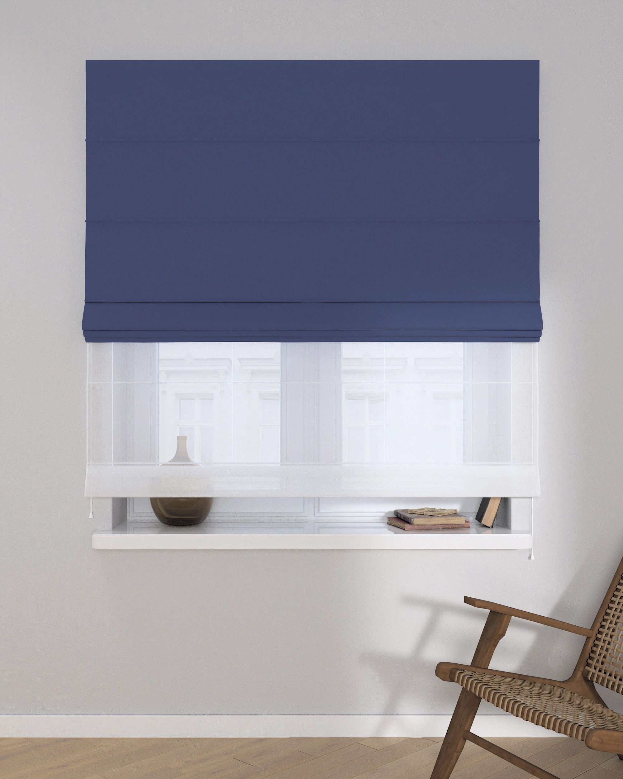 Raffrollo Duo 130x170cm Farbe dunkelblau (hover)