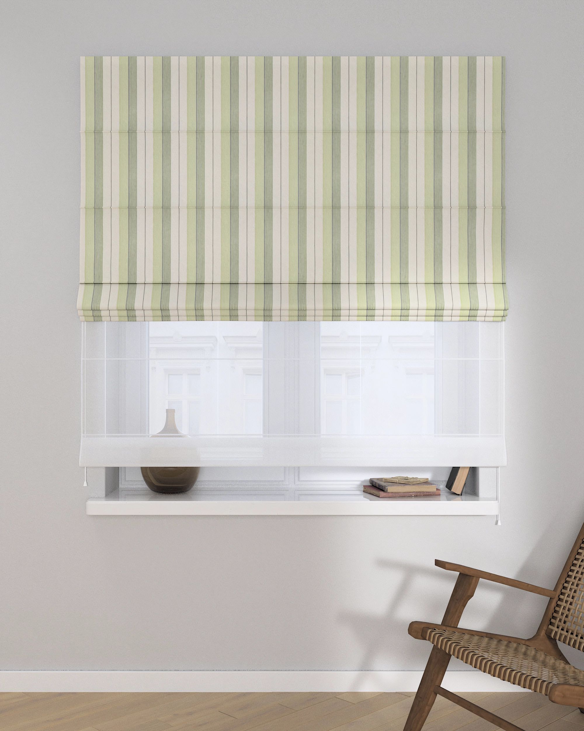 Raffrollo Duo 130x170cm Farbe grün Stoff strukturiert, gemustert (hover)