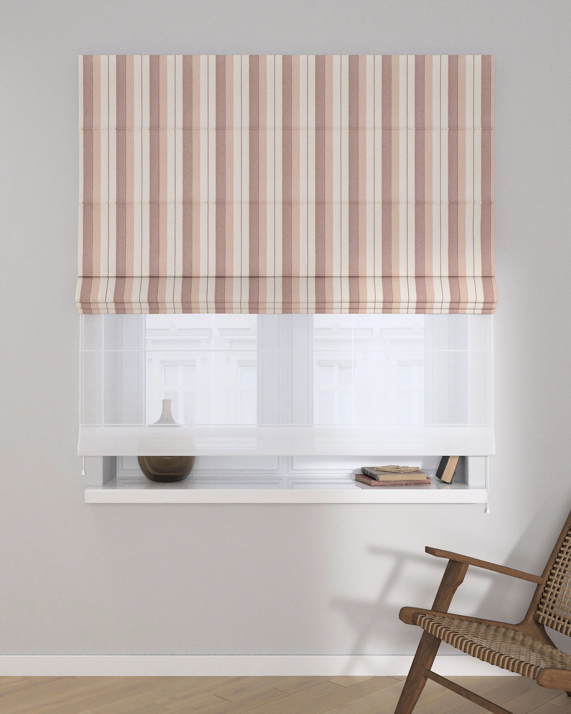Raffrollo Duo 130x170cm Farbe rot Stoff strukturiert, gemustert (hover)