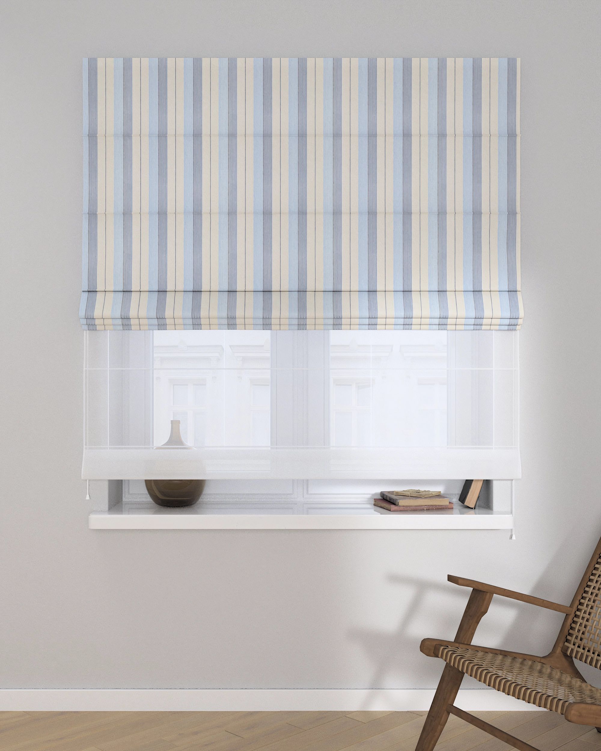 Raffrollo Duo 130x170cm Farbe blau Stoff strukturiert, gemustert (hover)