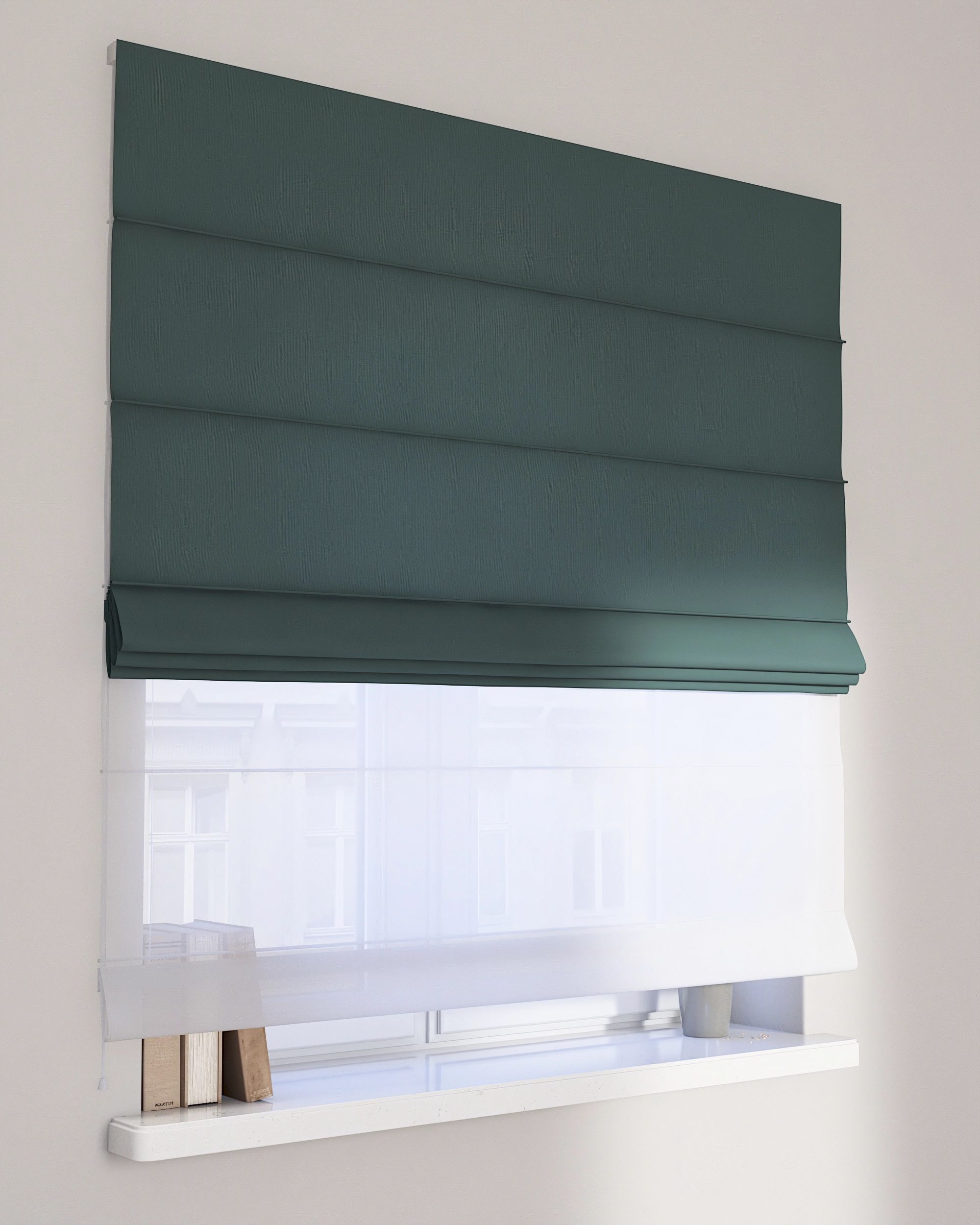 Raffrollo Duo 130x170cm Farbe grün Stoff halbtransparent, strukturiert