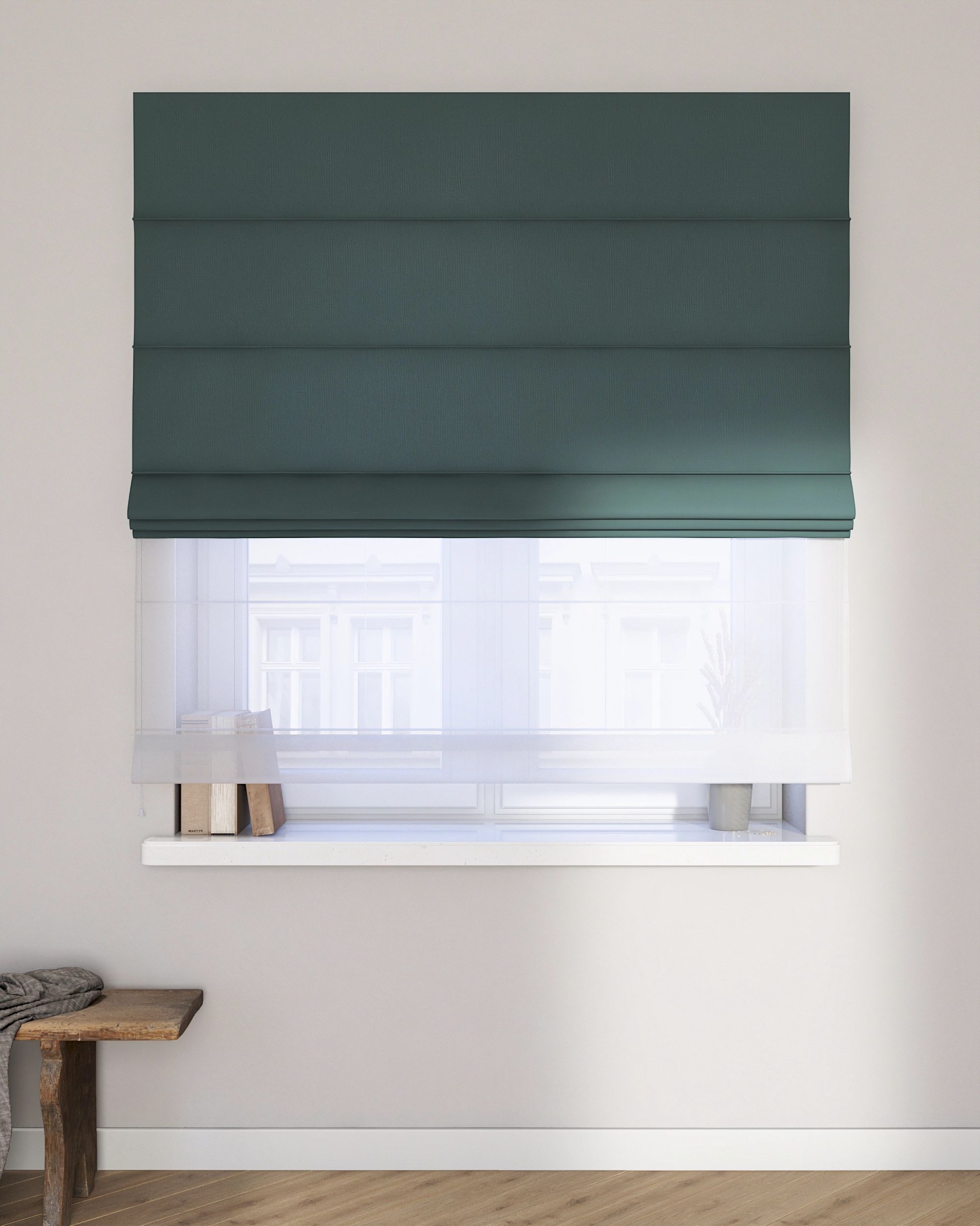 Raffrollo Duo 130x170cm Farbe grün Stoff halbtransparent, strukturiert (hover)