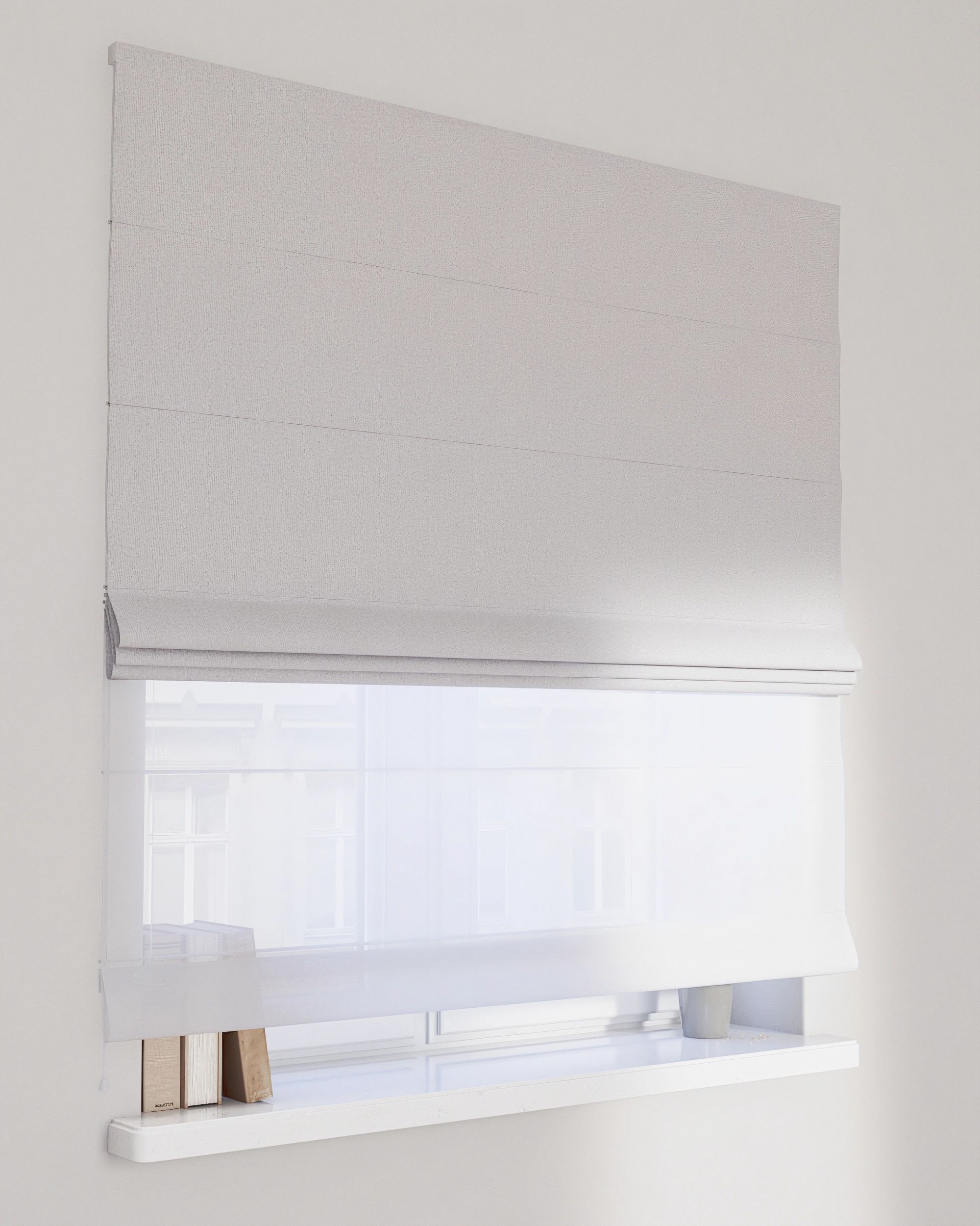 Raffrollo Duo 130x170cm Farbe grau Stoff strukturiert, verdunkelnd