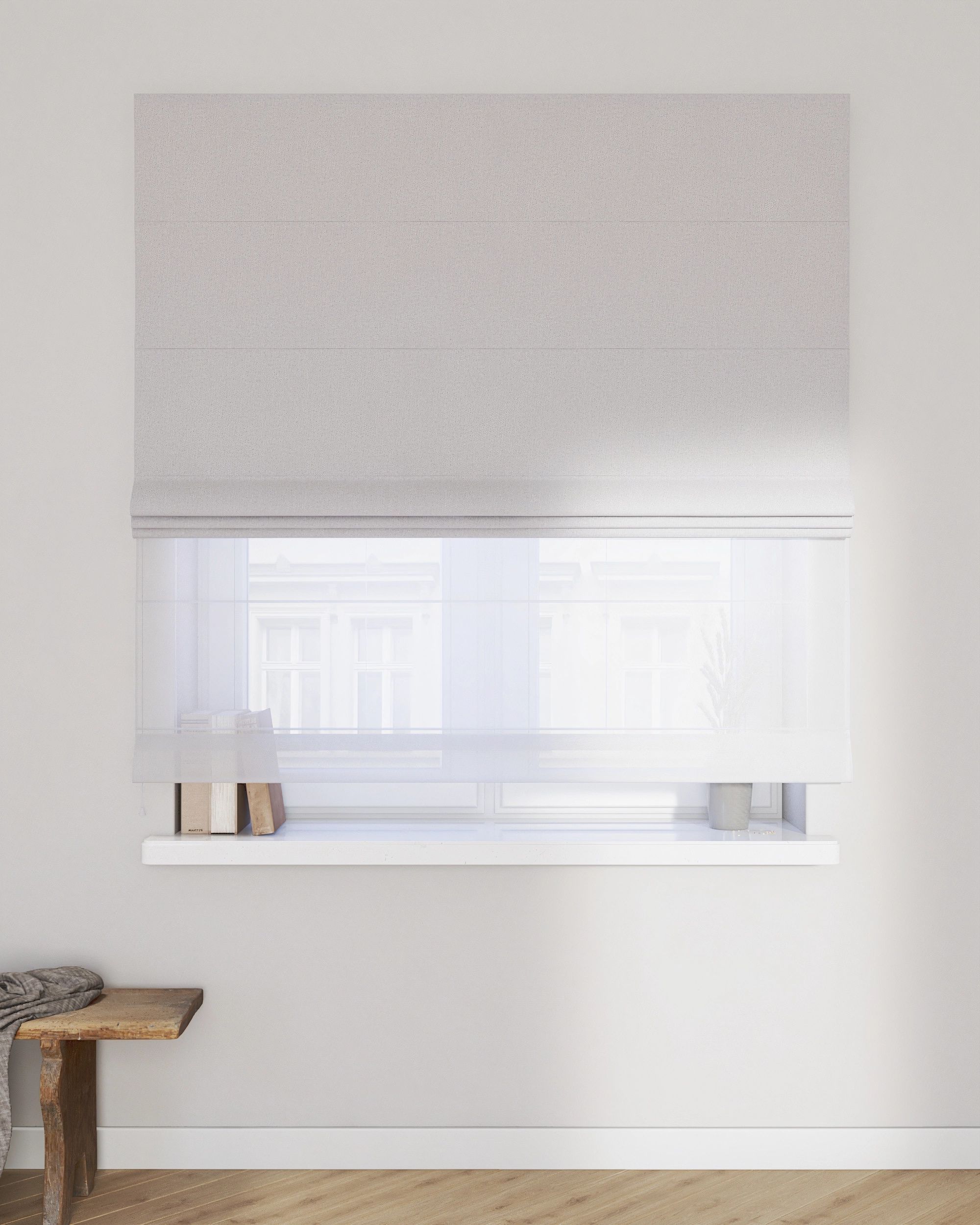 Raffrollo Duo 130x170cm Farbe grau Stoff strukturiert, verdunkelnd (hover)