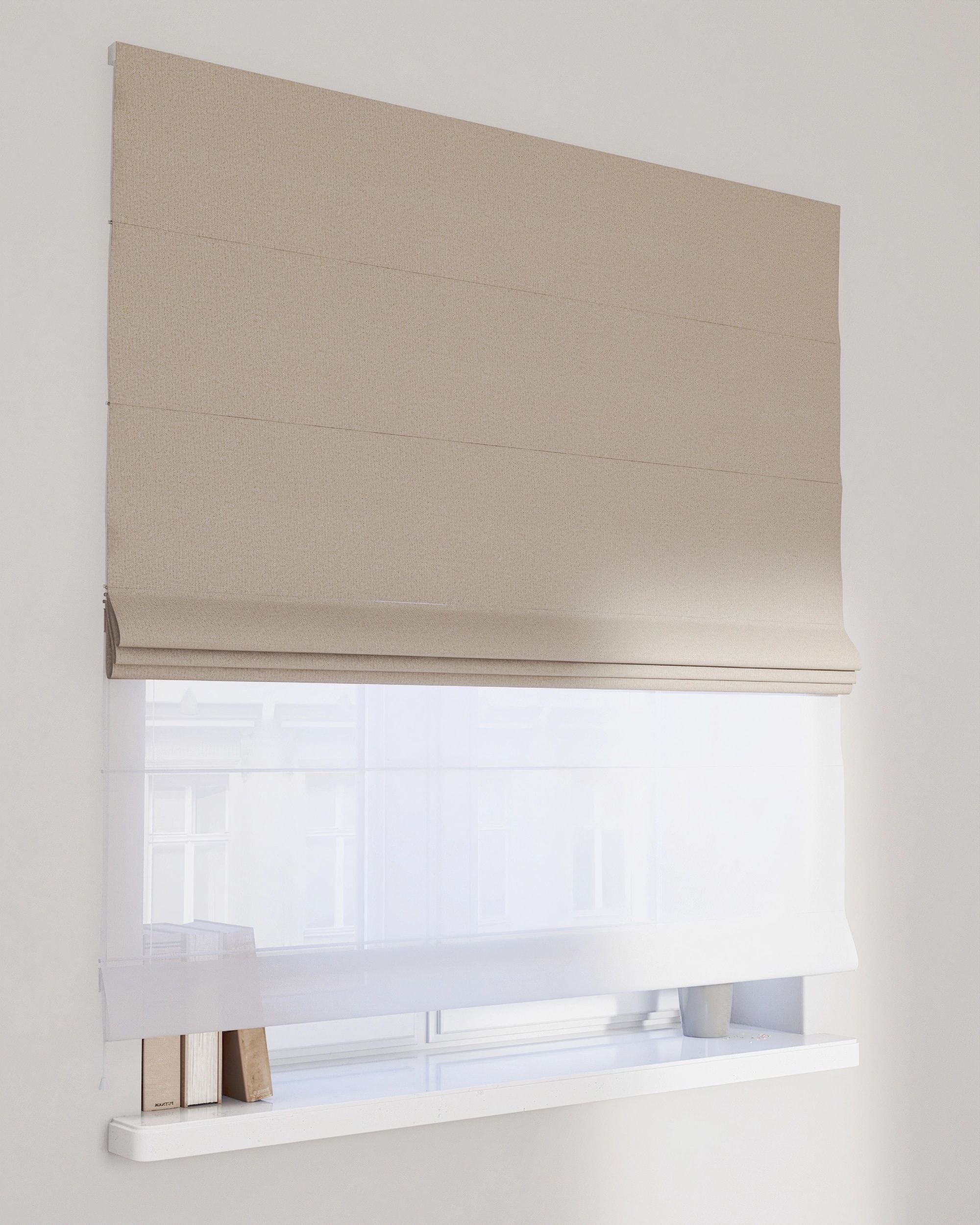 Raffrollo Duo 130x170cm Farbe beige Stoff strukturiert, verdunkelnd