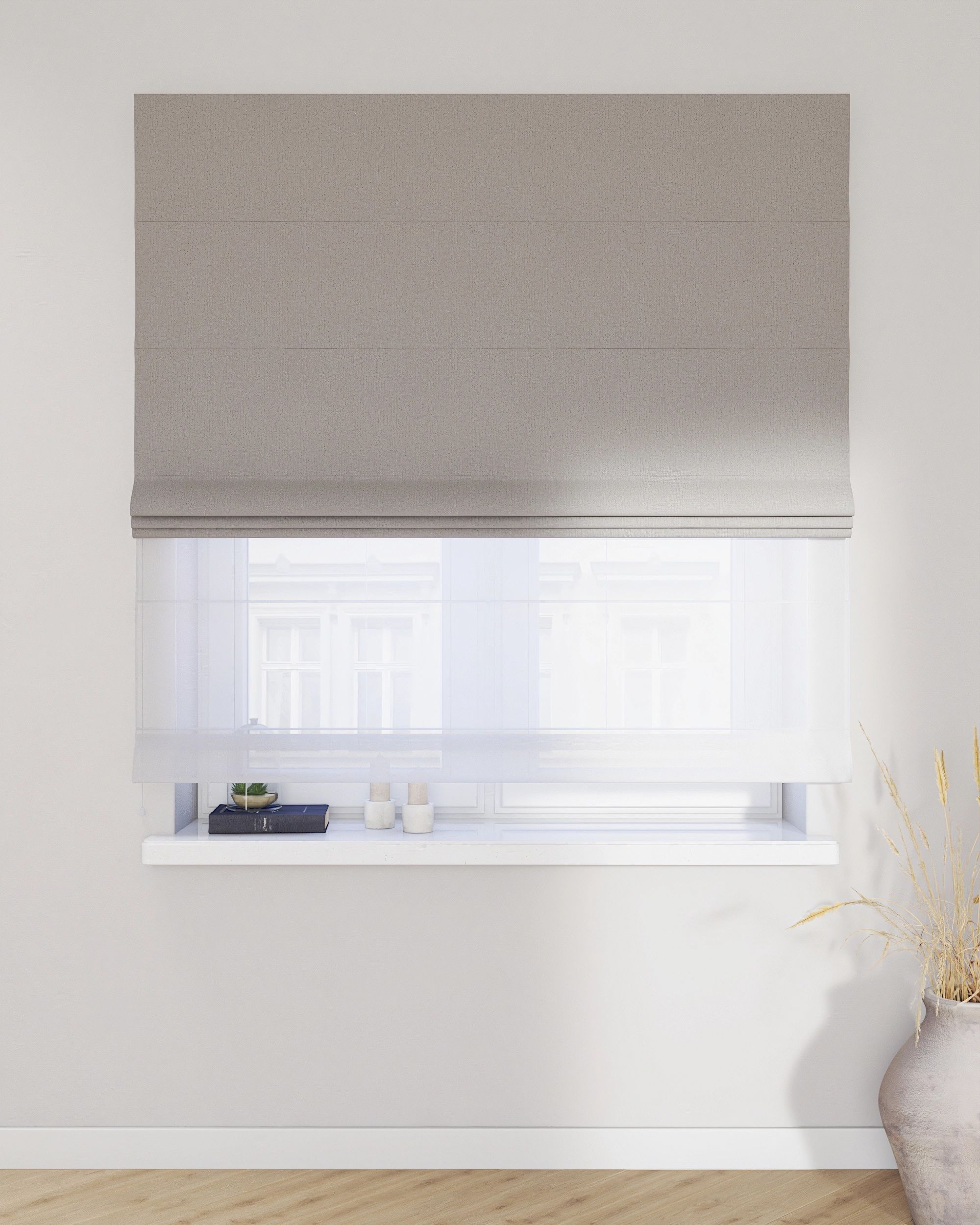 Raffrollo Duo 130x170cm Farbe grau Stoff strukturiert, verdunkelnd (hover)