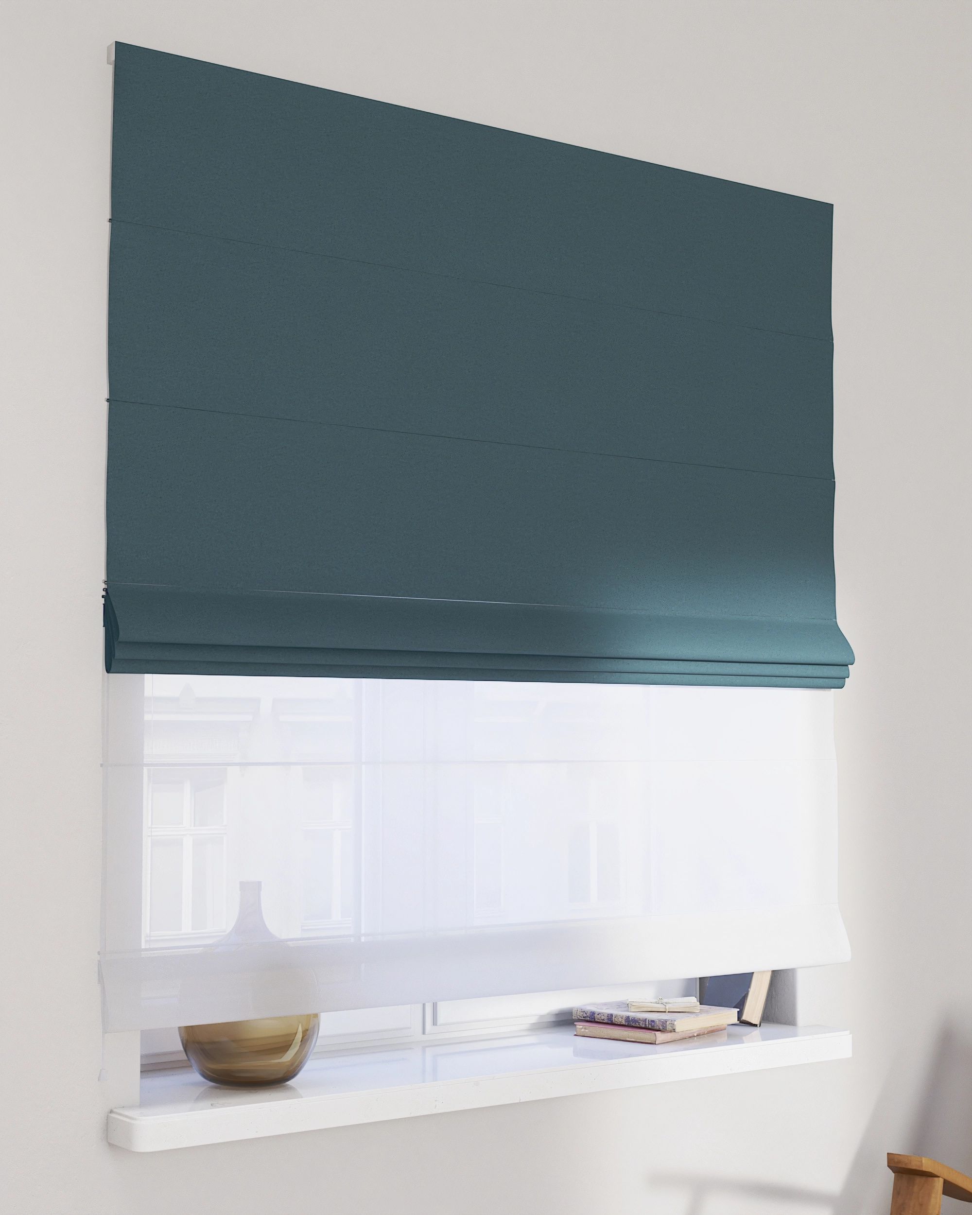 Raffrollo Duo 130x170cm Farbe blau Stoff strukturiert, verdunkelnd