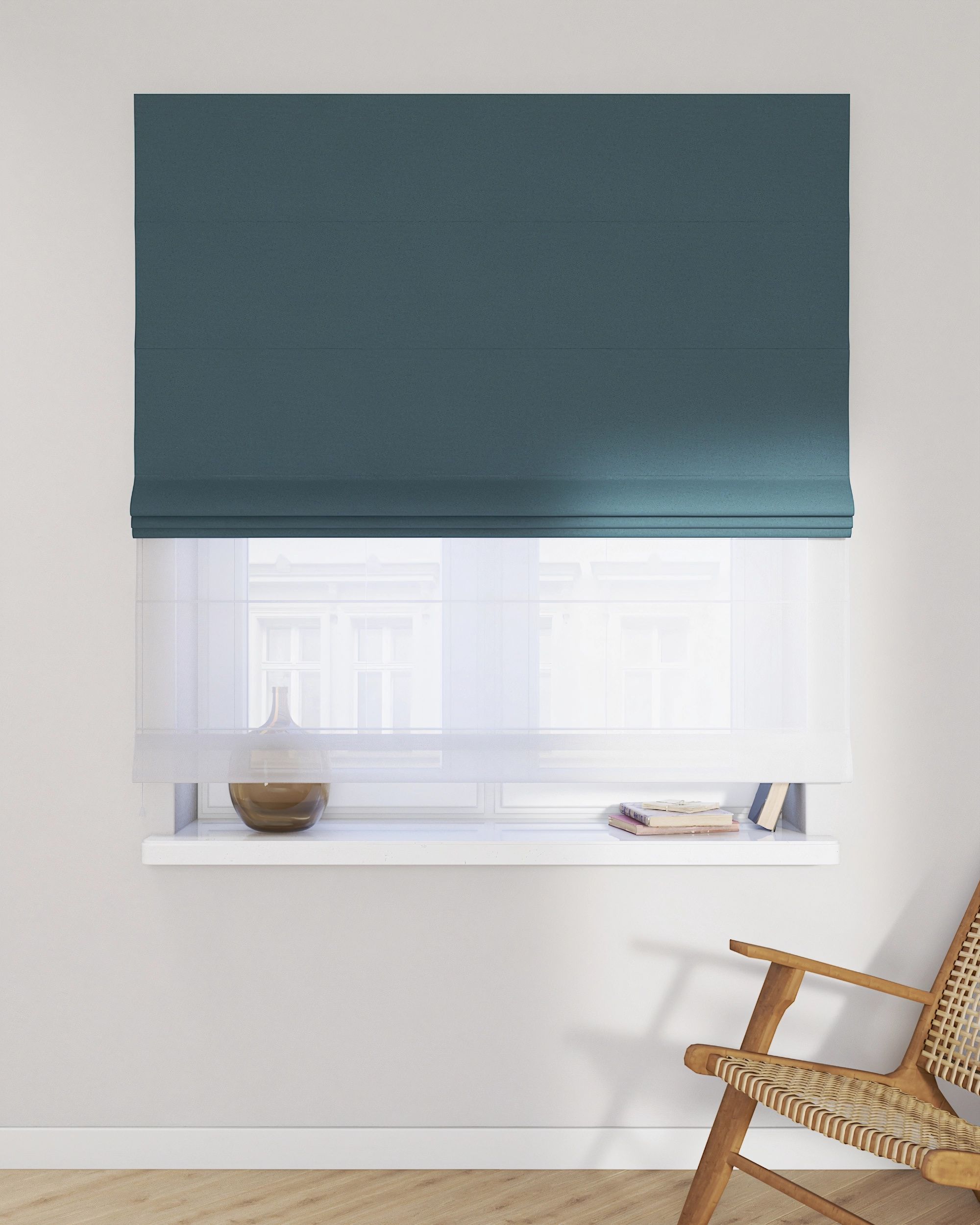 Raffrollo Duo 130x170cm Farbe blau Stoff strukturiert, verdunkelnd (hover)