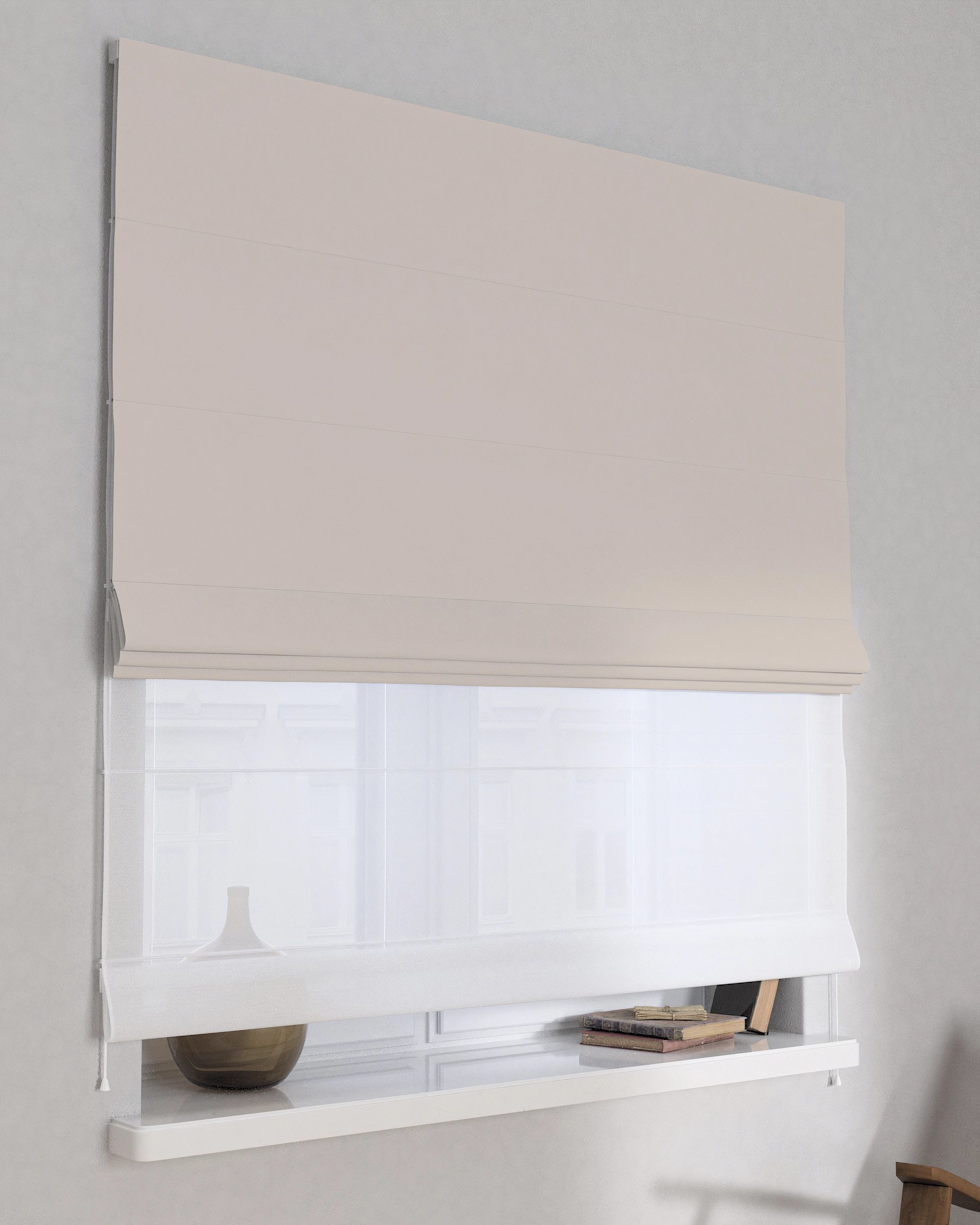 Raffrollo Duo 130x170cm Farbe beige Stoff verdunkelnd