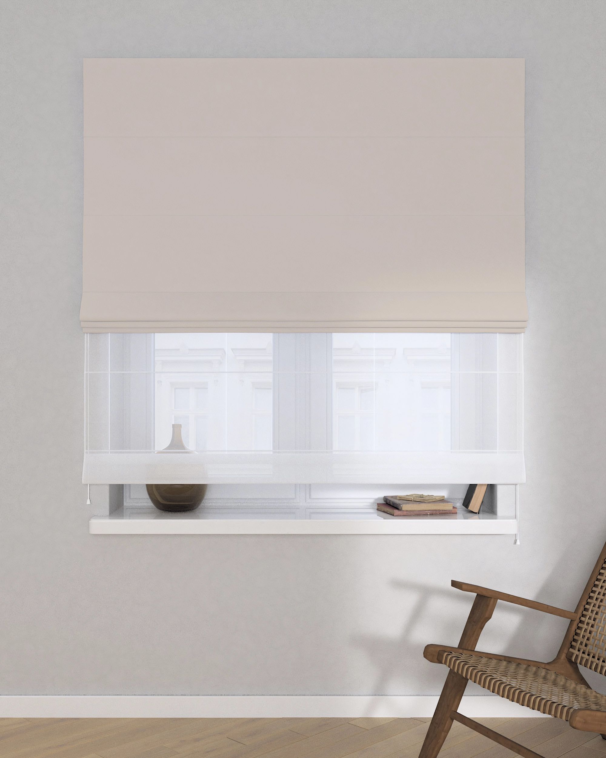 Raffrollo Duo 130x170cm Farbe beige Stoff verdunkelnd (hover)