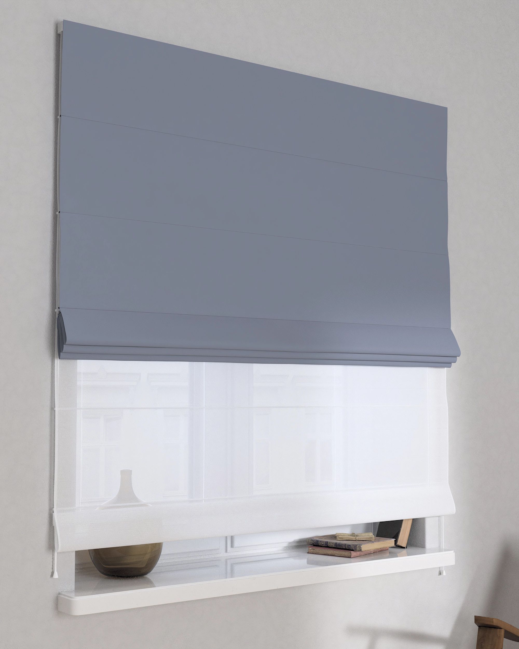 Raffrollo Duo 130x170cm Farbe grau Stoff verdunkelnd