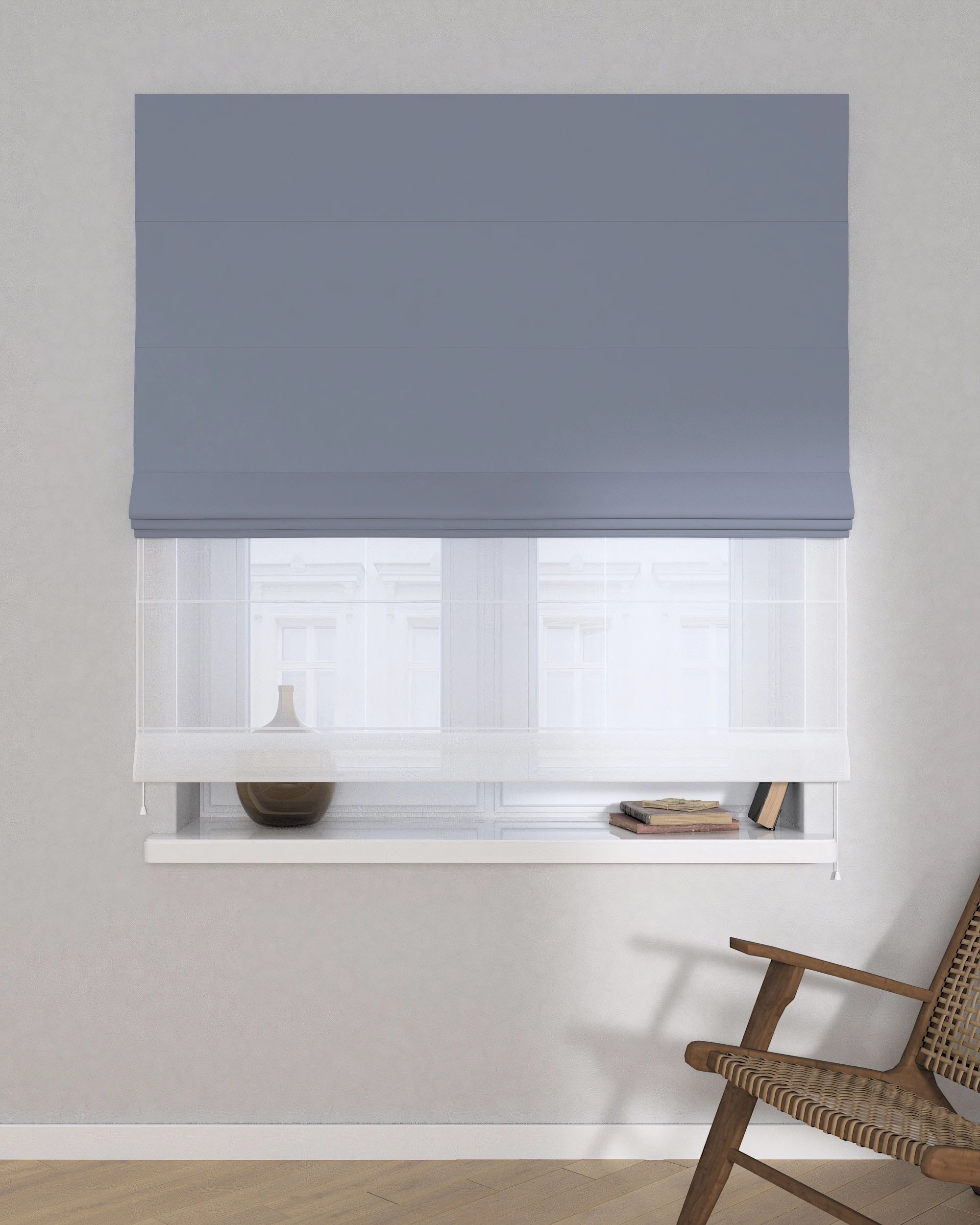 Raffrollo Duo 130x170cm Farbe grau Stoff verdunkelnd (hover)
