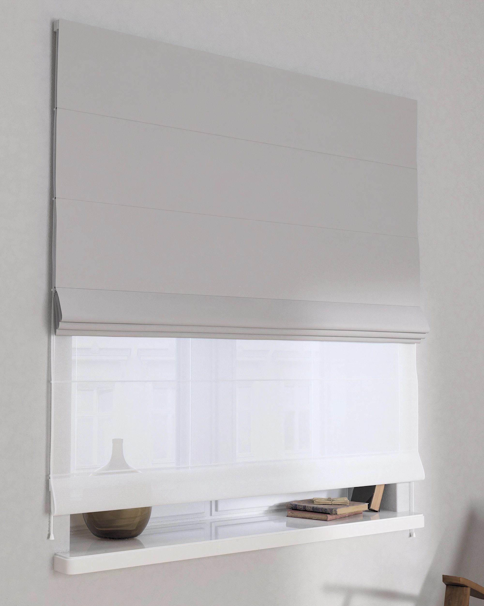 Raffrollo Duo 130x170cm Farbe grau Stoff verdunkelnd