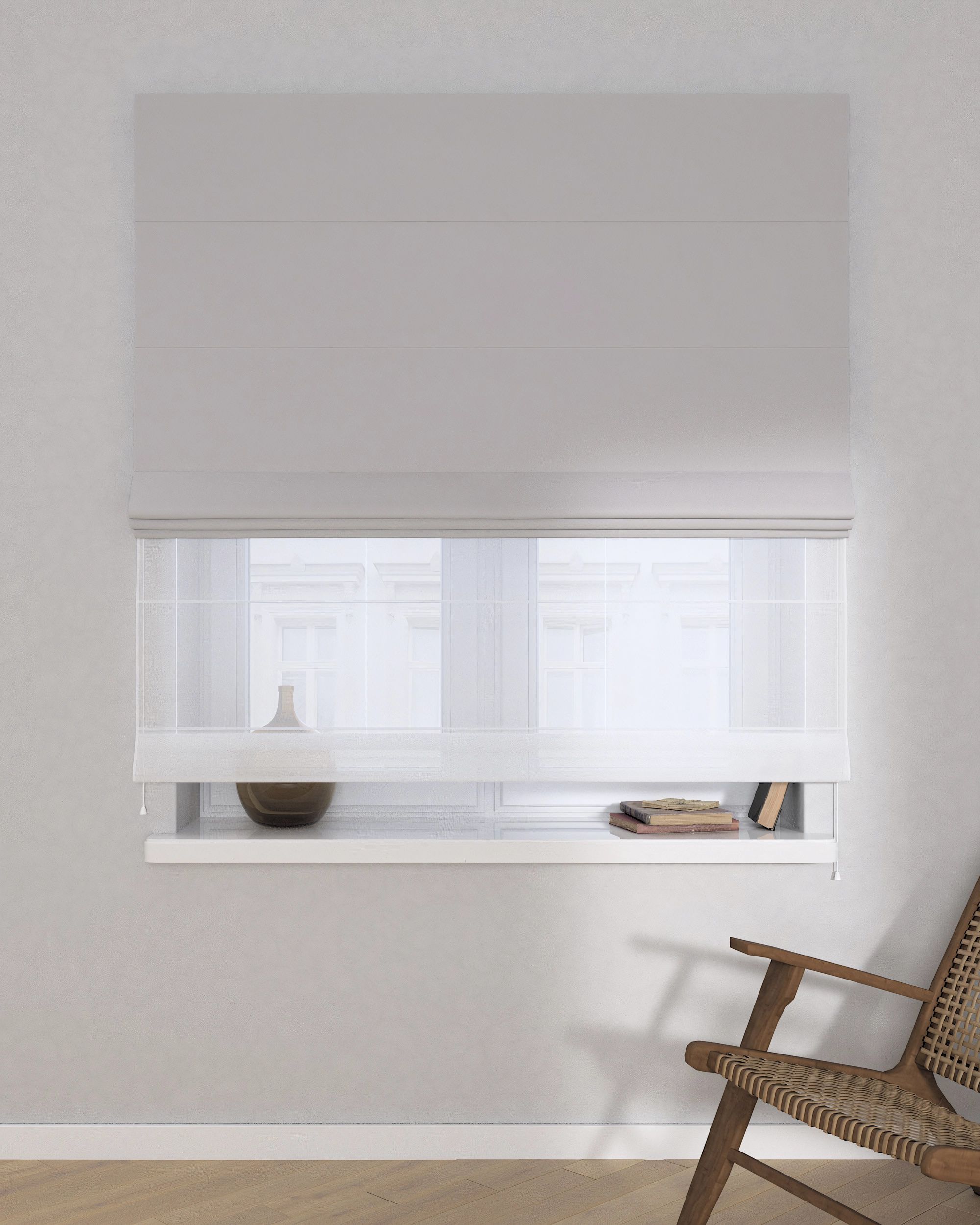 Raffrollo Duo 130x170cm Farbe grau Stoff verdunkelnd (hover)