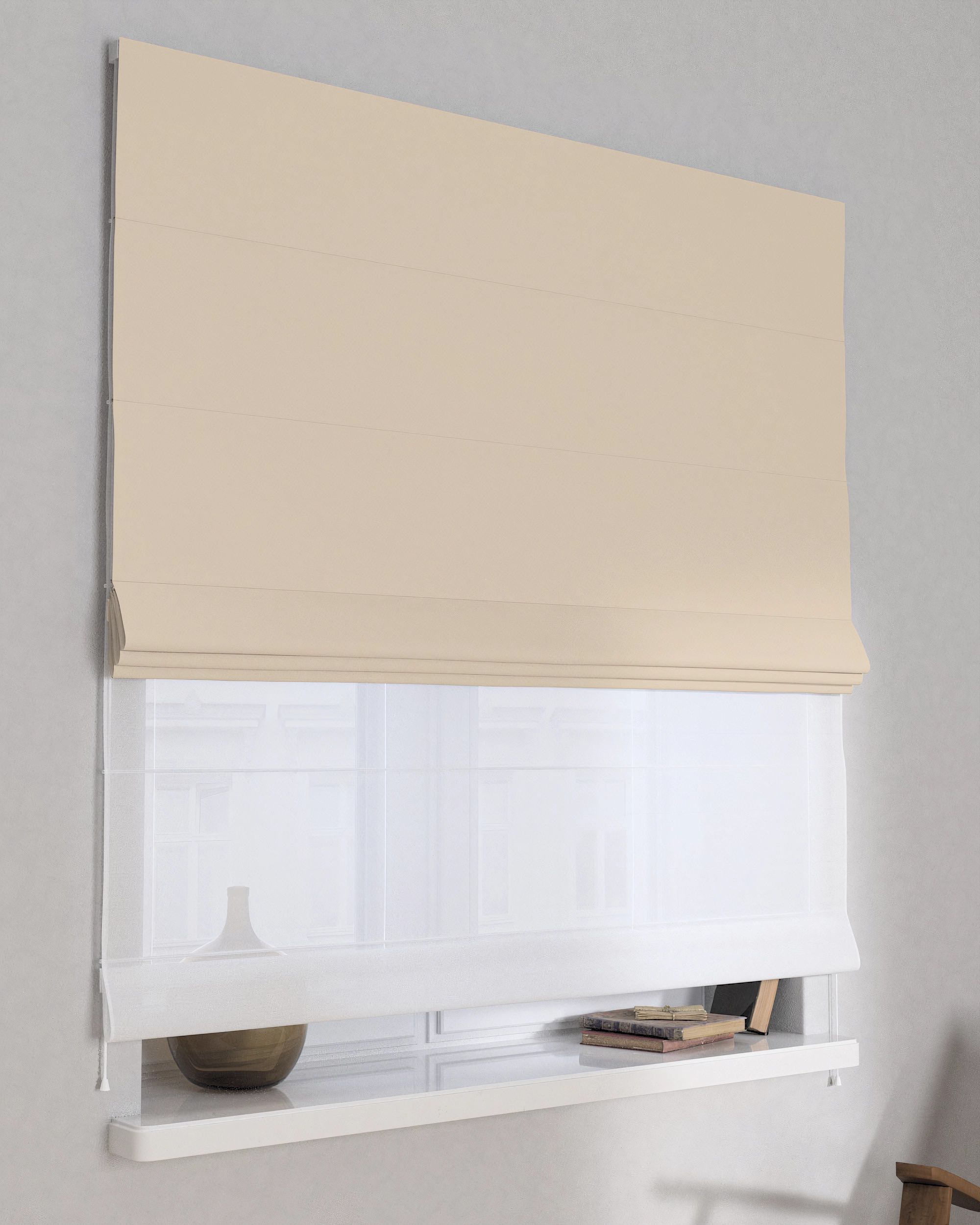 Raffrollo Duo 130x170cm Farbe beige Stoff verdunkelnd