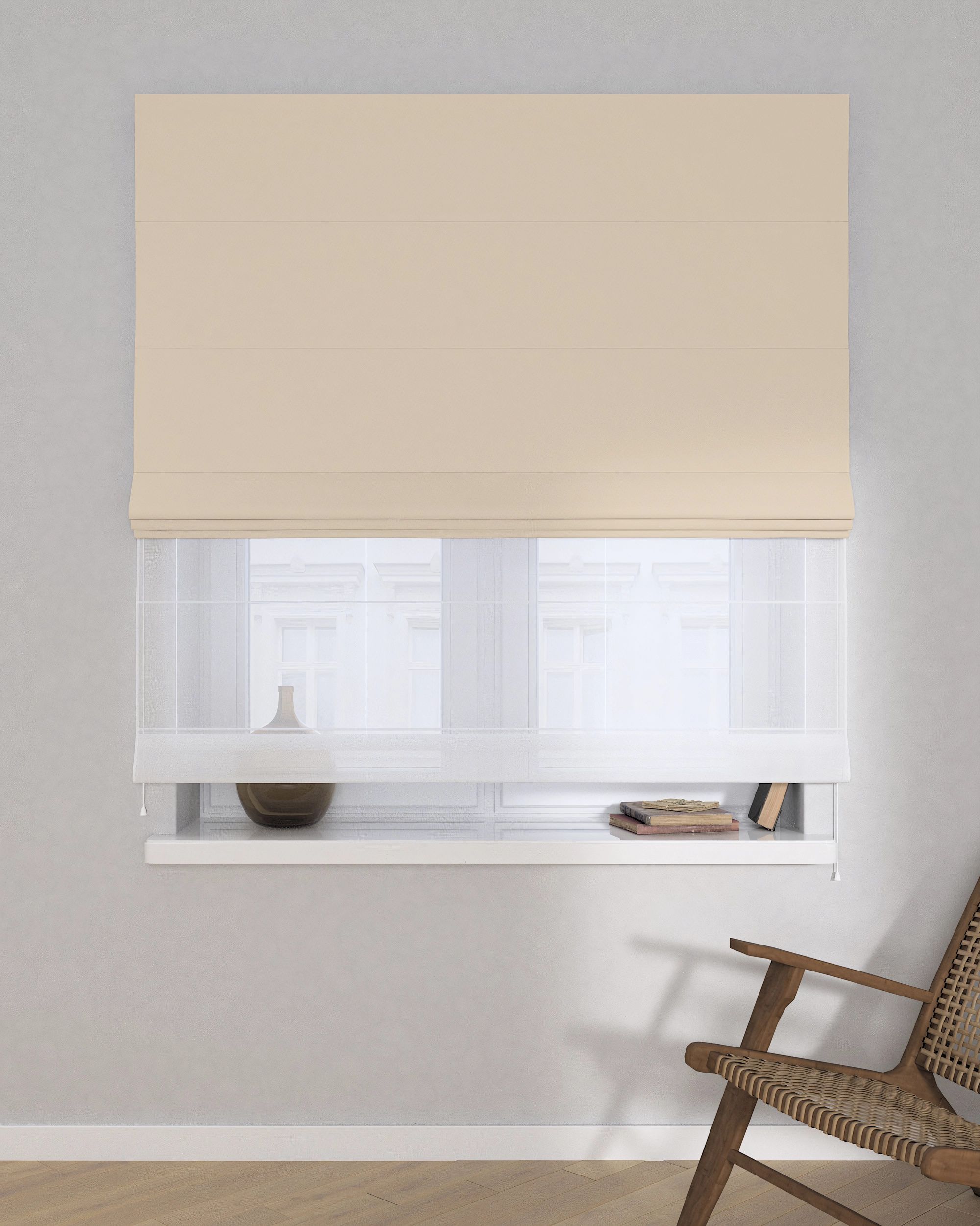 Raffrollo Duo 130x170cm Farbe beige Stoff verdunkelnd (hover)